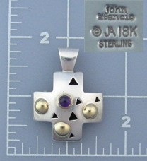 JOHN ATENCIO 18K Gold Sterling Silver Amethyst Pendant