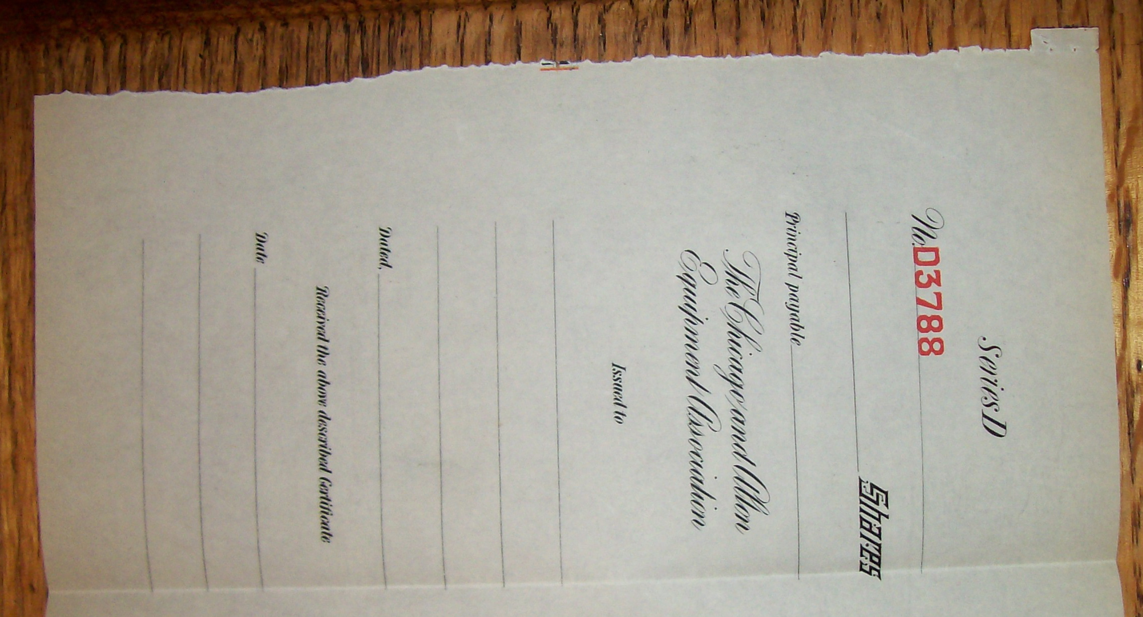 1910's Chicago And Alton Stock Certificate