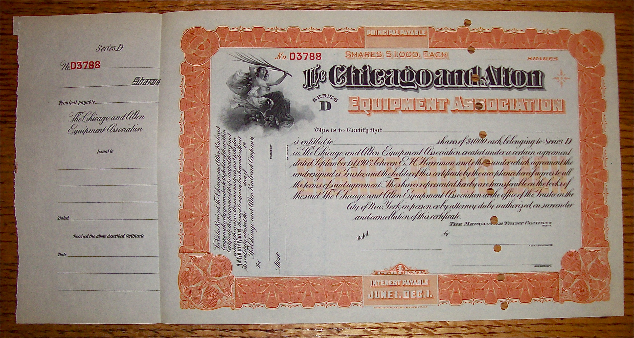1910's Chicago And Alton Stock Certificate