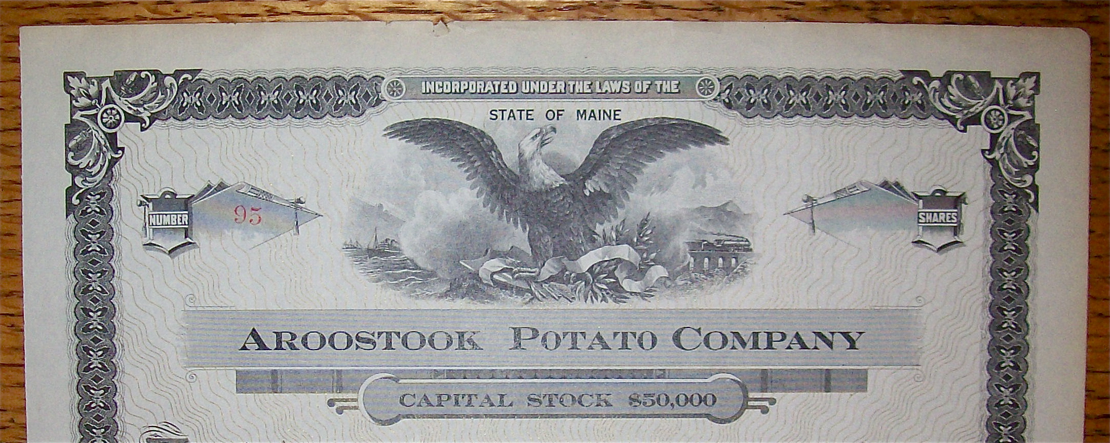 1900's Aroostock Potato Company Stock Certificate
