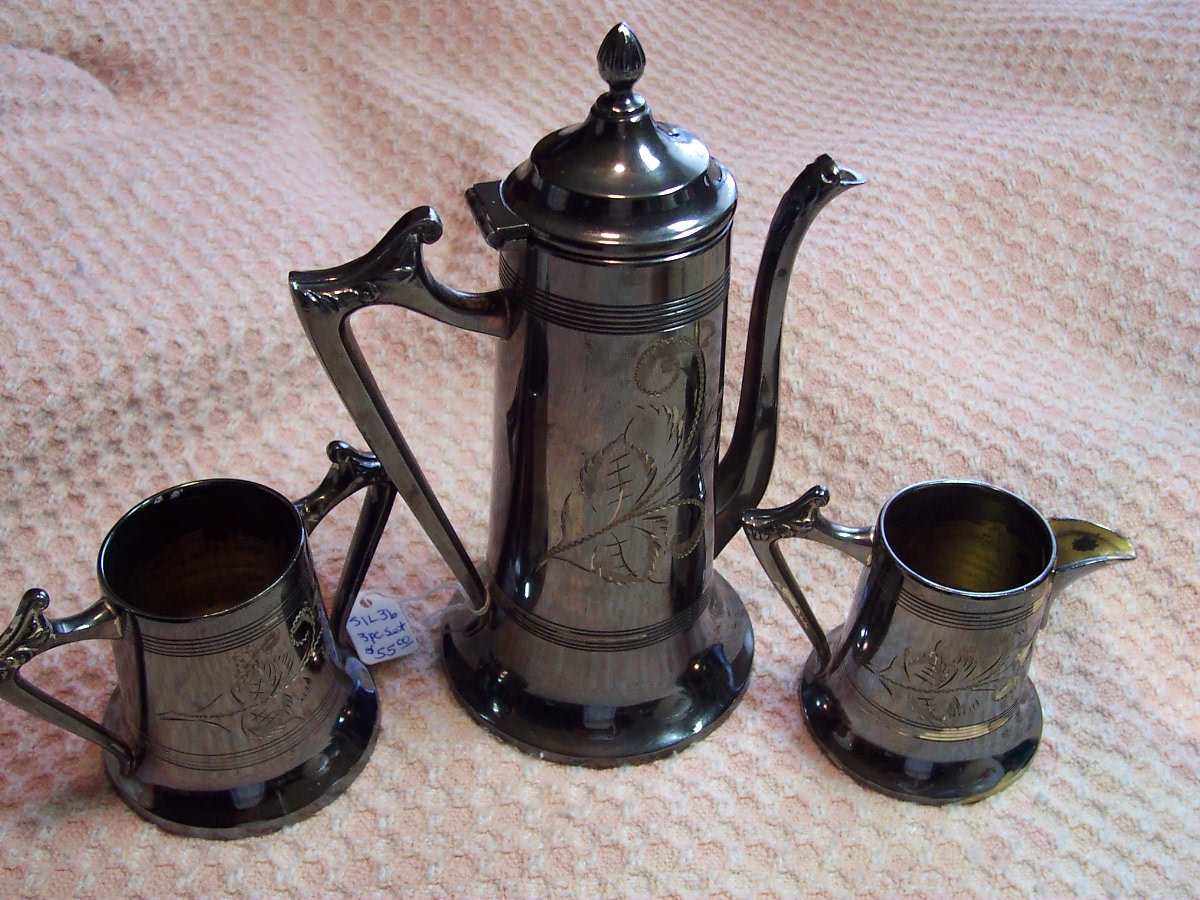 Sheffield Plated Cocoa Pot Creamer Sugar