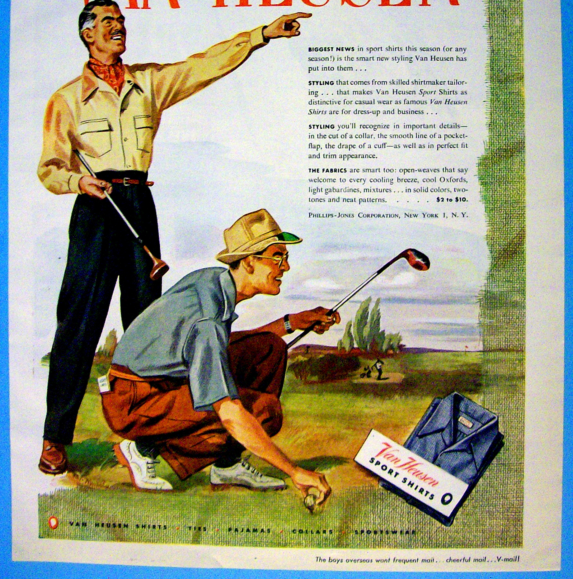 1945 Van Heusen Shirts with Men Golfing