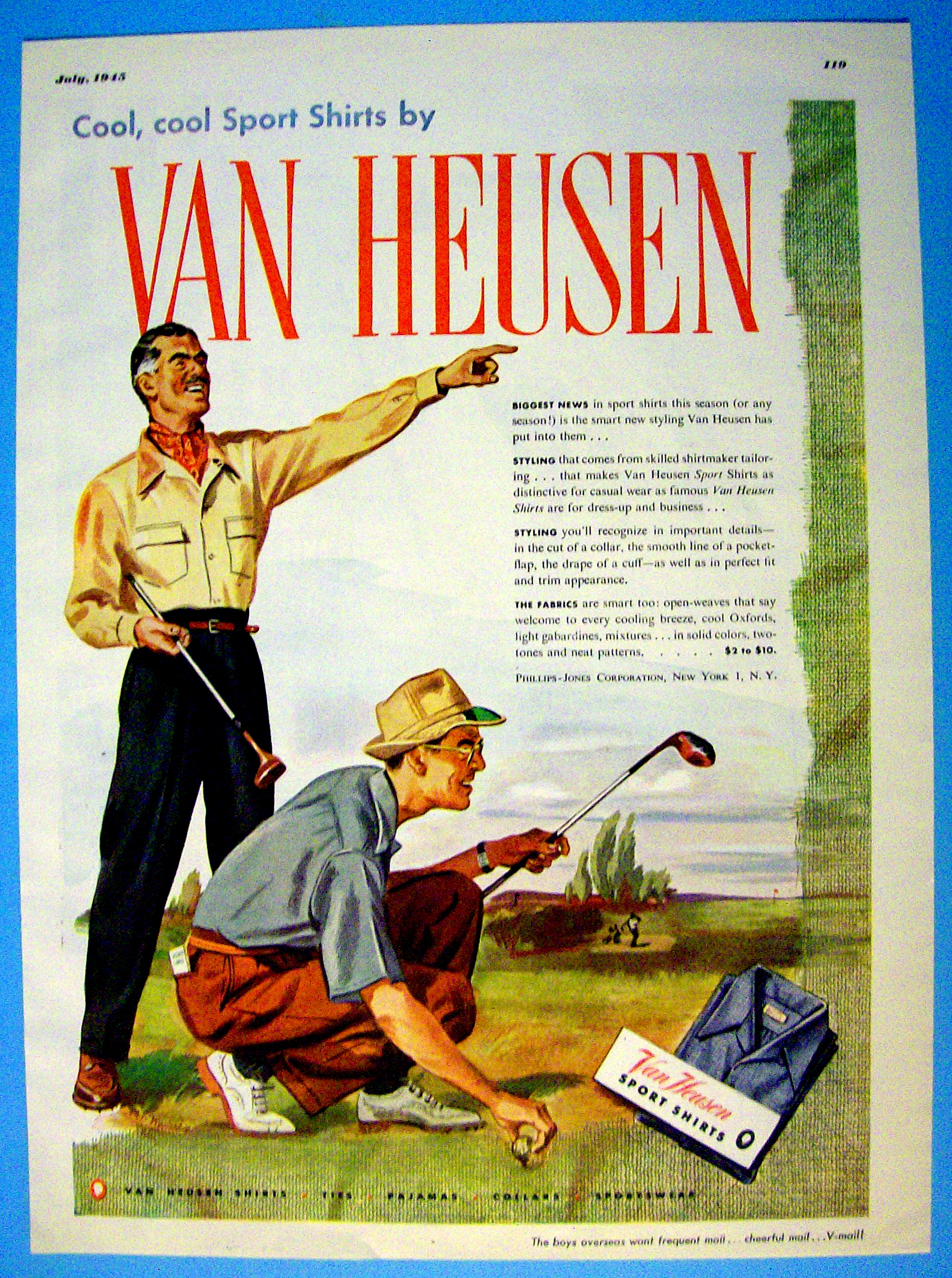 1945 Van Heusen Shirts with Men Golfing