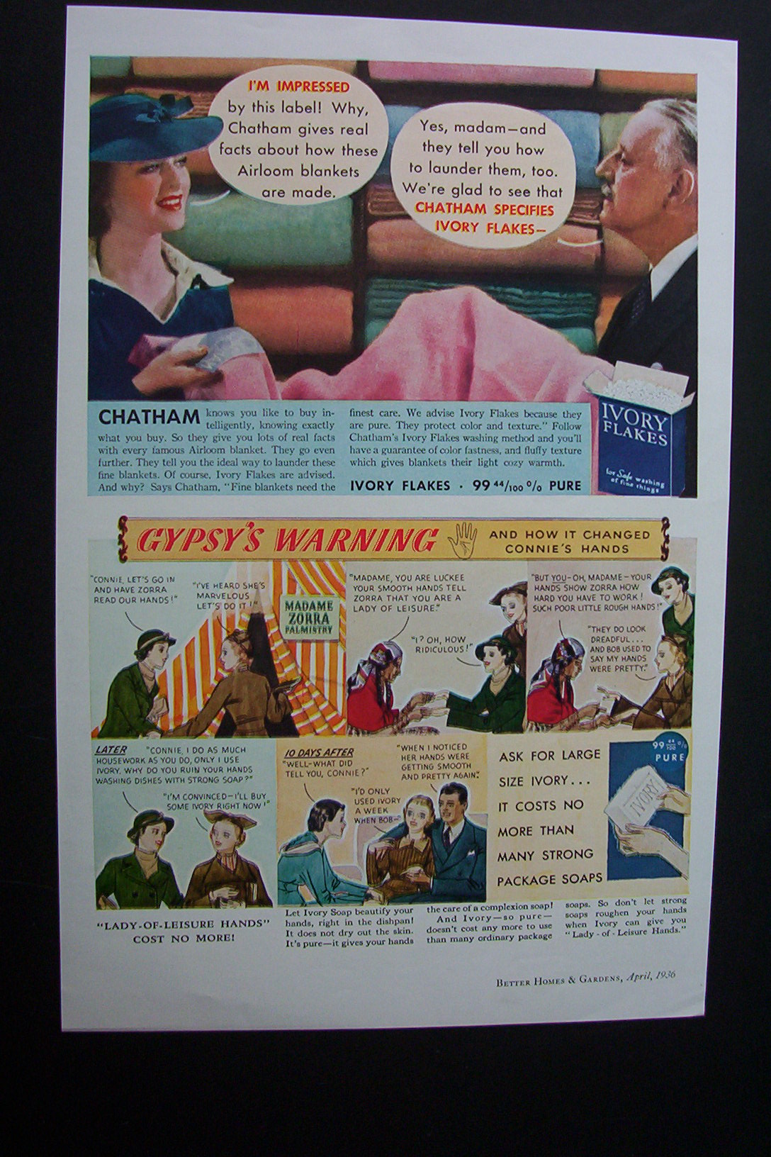 1936 Ivory Flakes with Gypsy's Warning & Connie's Hands