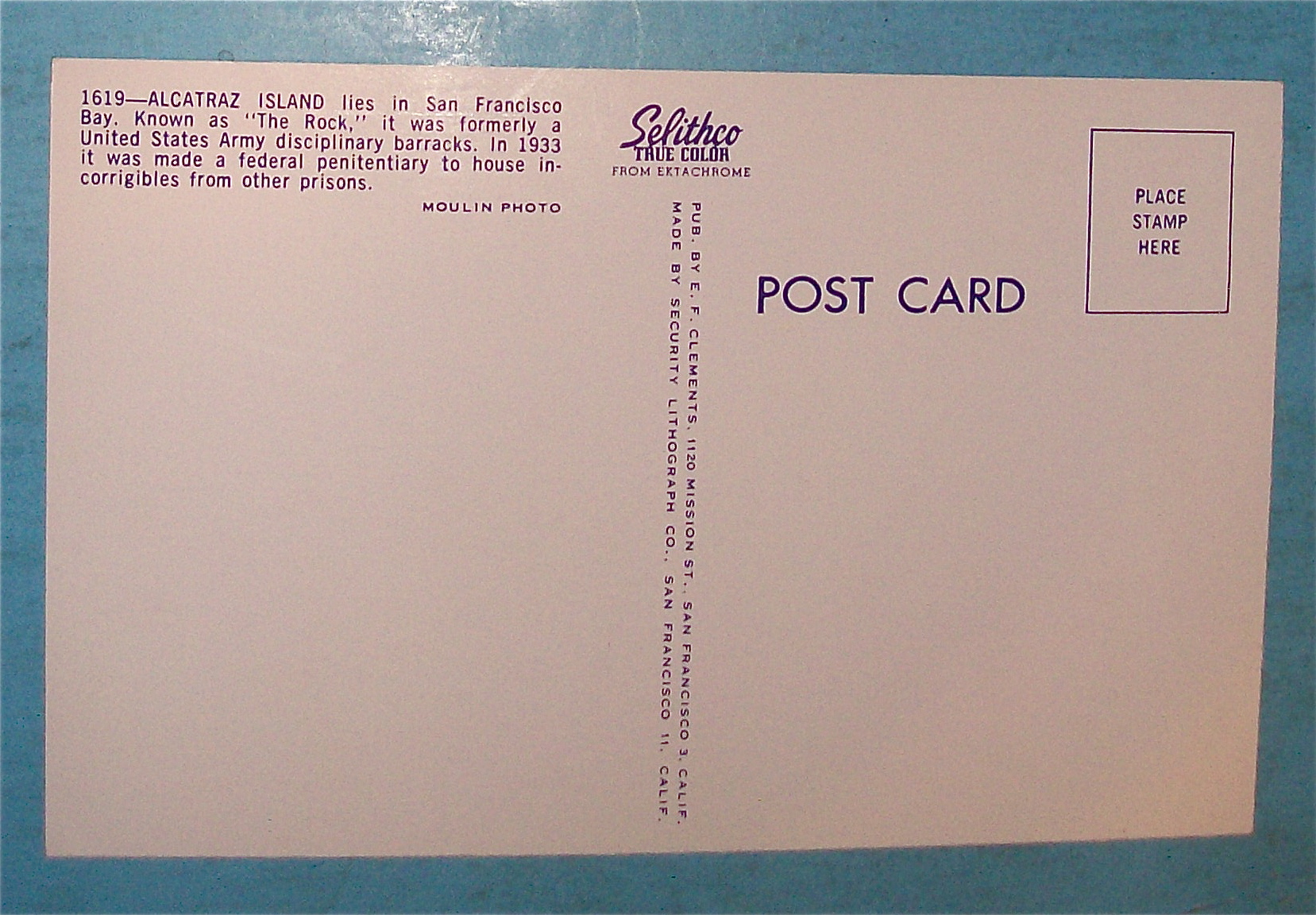 Alcatraz Island In San Francisco Bay Postcard