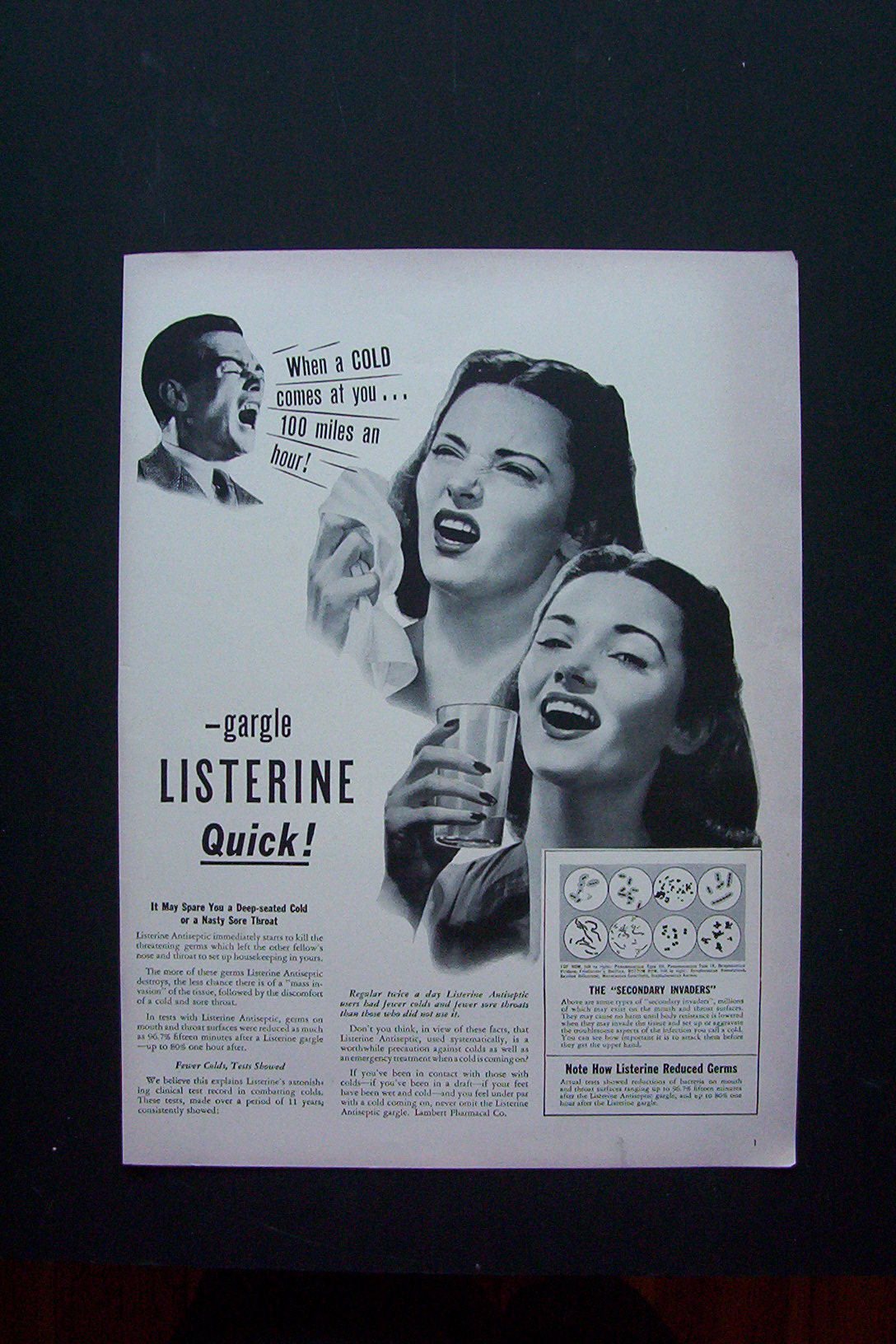 1942 Listerine with Woman Sneezing & Man Coughing