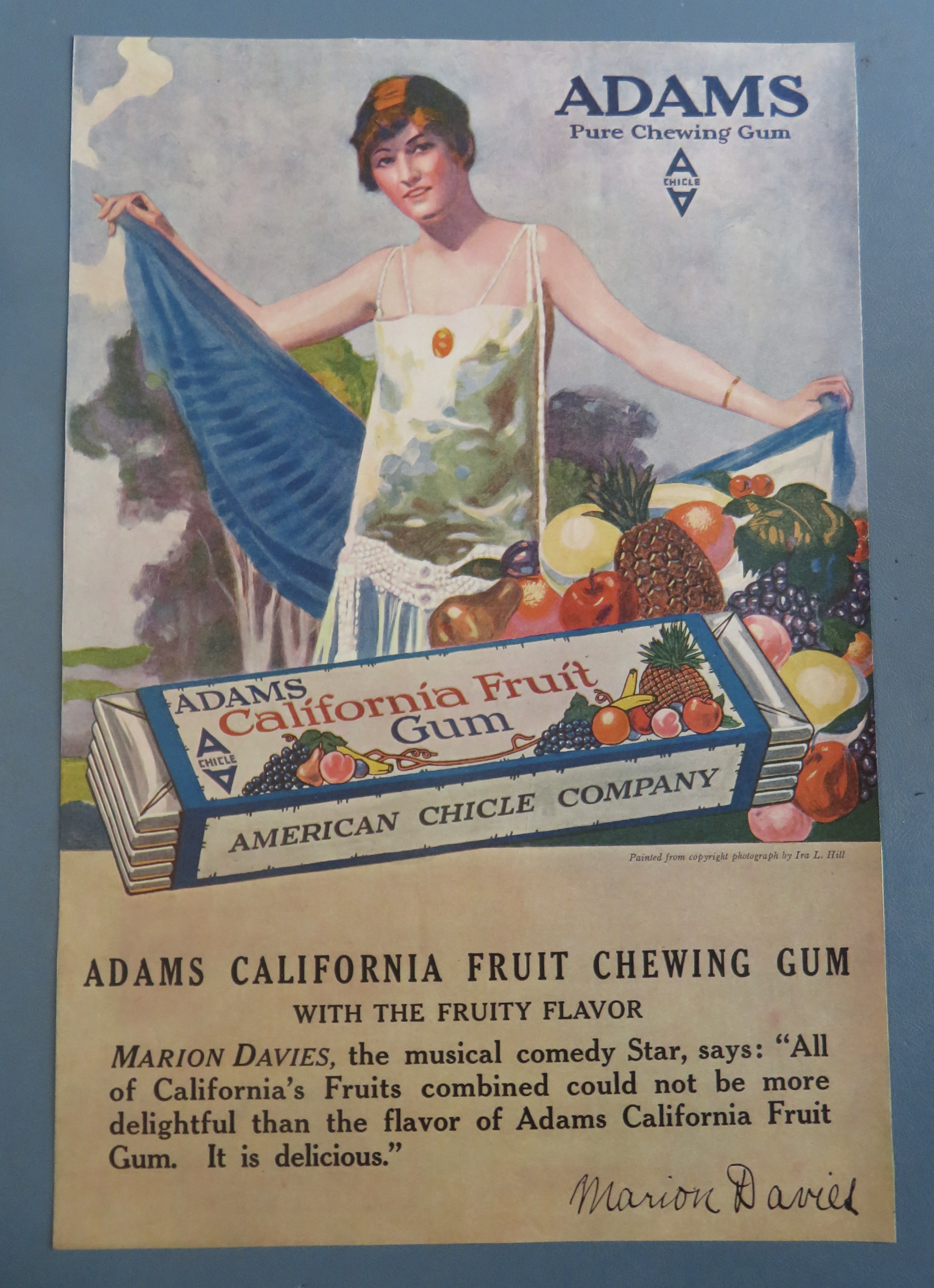 1918 Adams California Fruit Chewing Gum w/ Woman