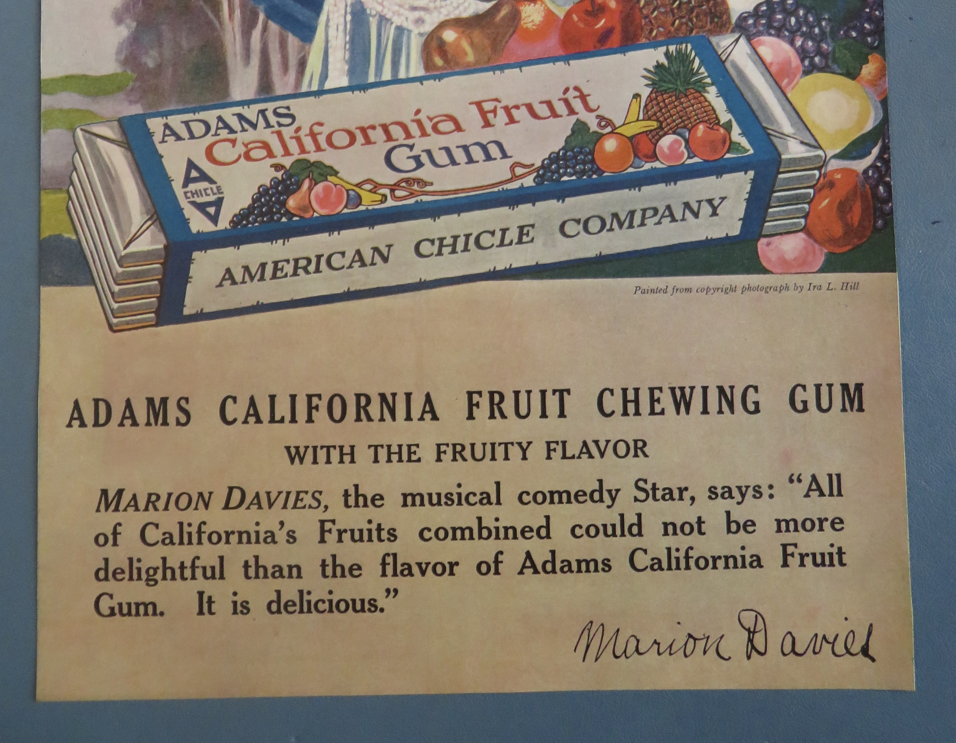 1918 Adams California Fruit Chewing Gum w/ Woman