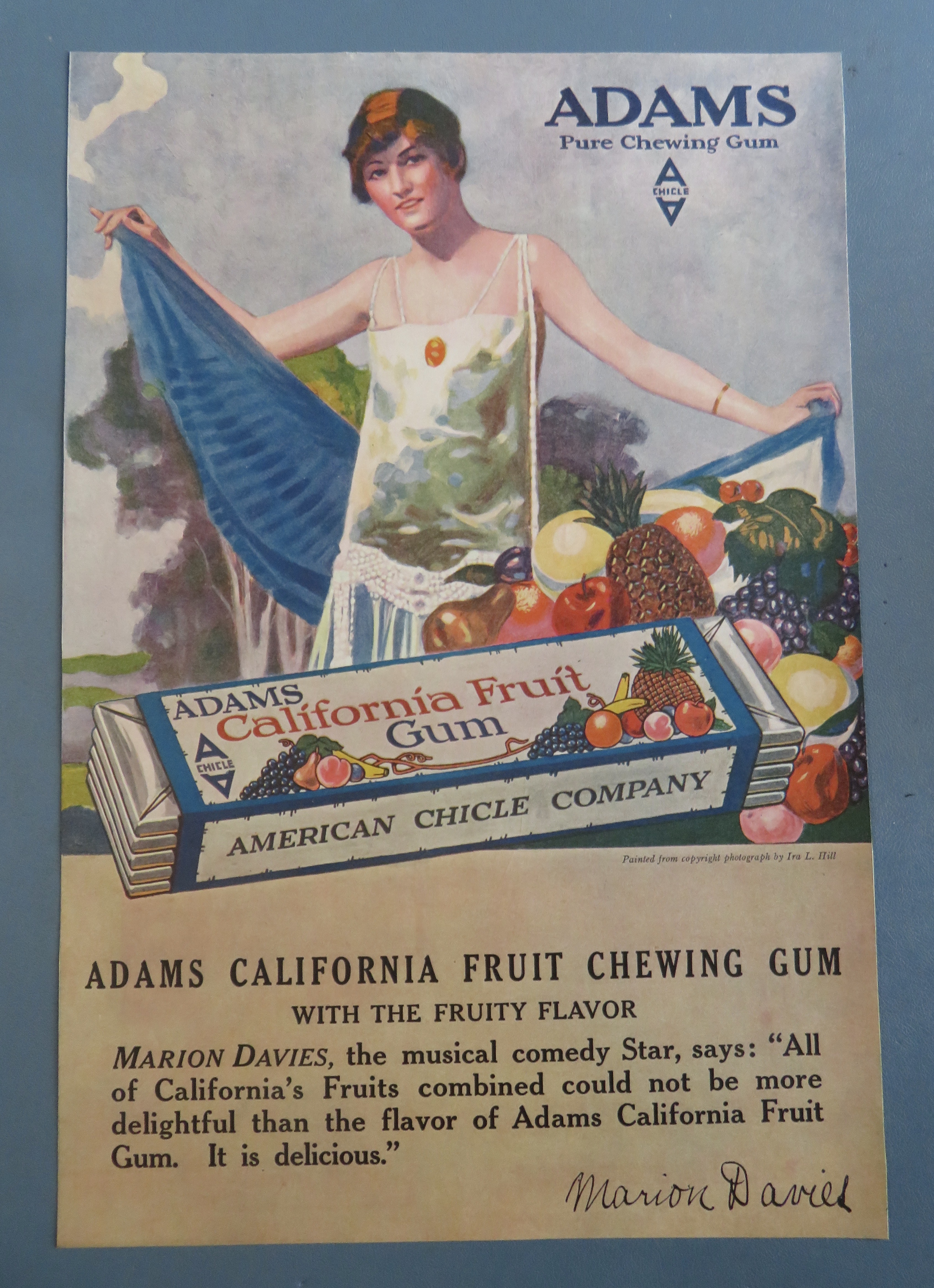 1918 Adams California Fruit Chewing Gum w/ Woman