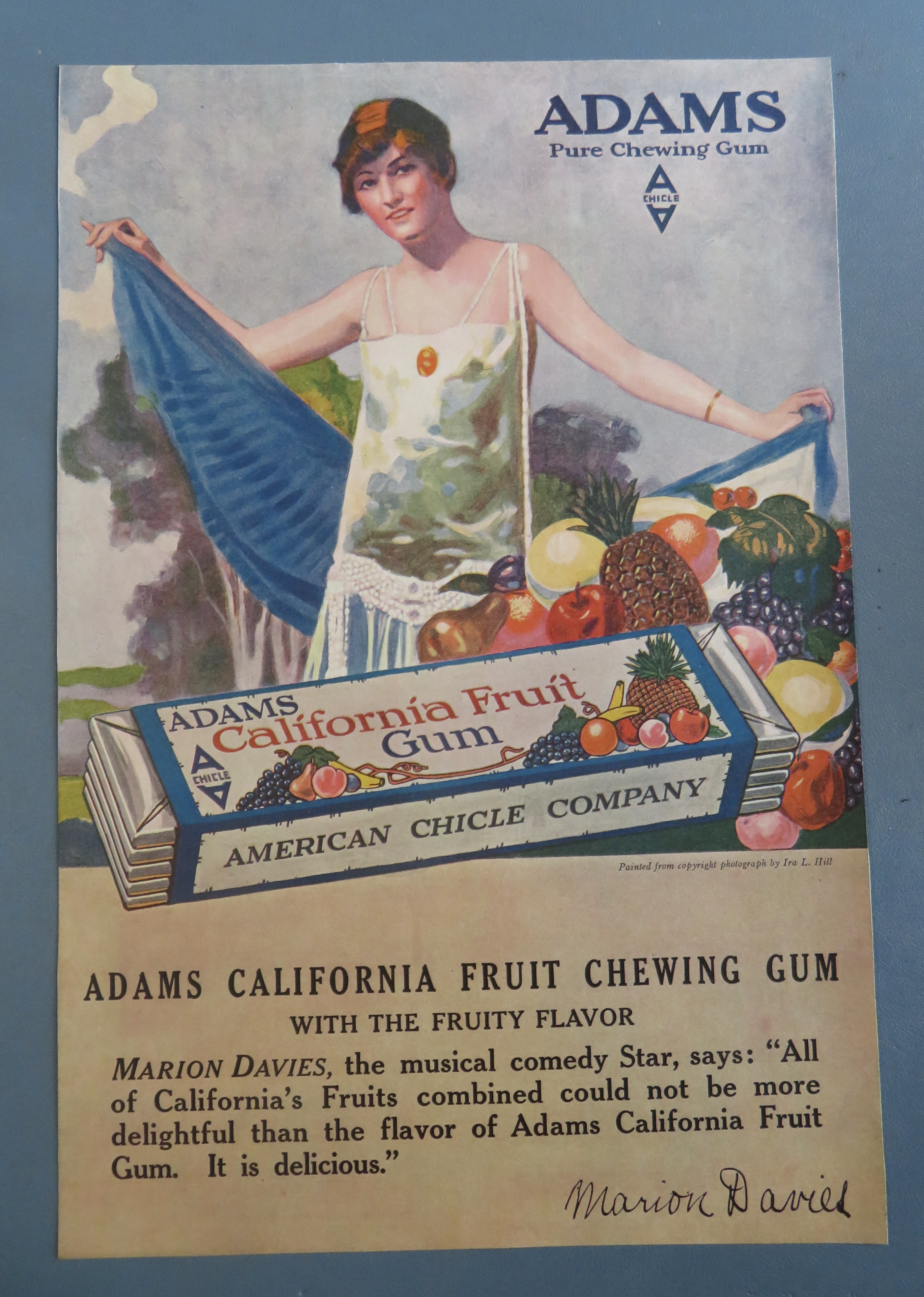 1918 Adams California Fruit Chewing Gum w/ Woman