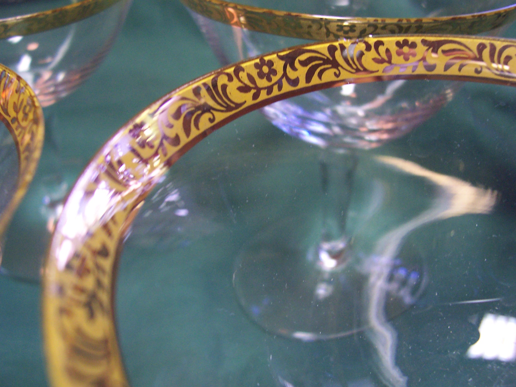 Fostoria Brocade Gold Encrusted Crystal glass