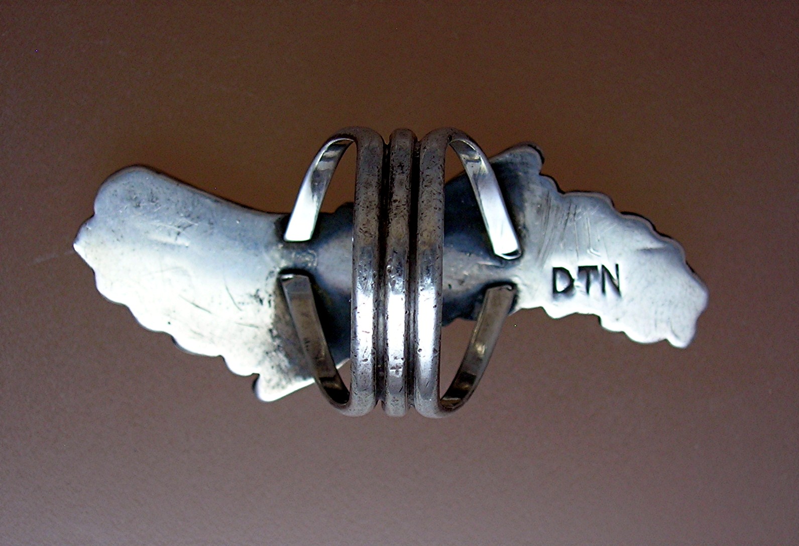 Navajo Coral Sterling Silver Signed DTN Ring