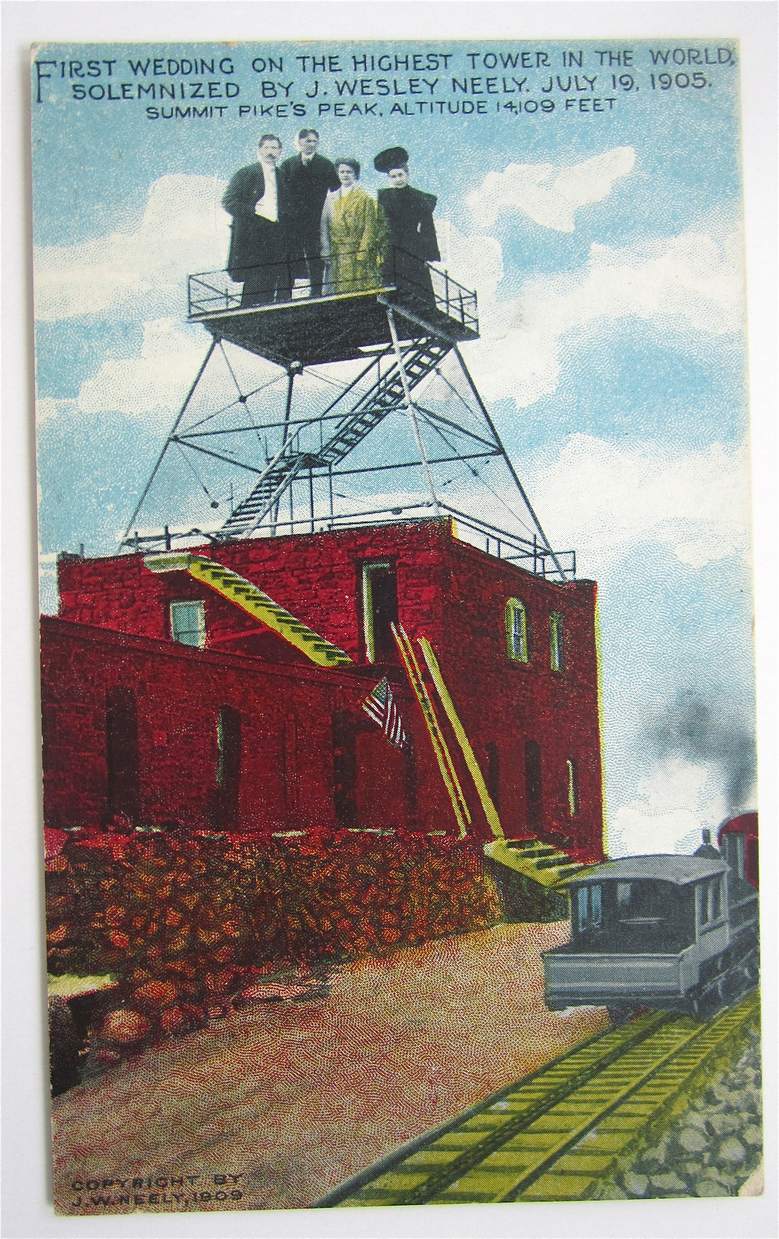 First Wedding On Highest Tower Postcard