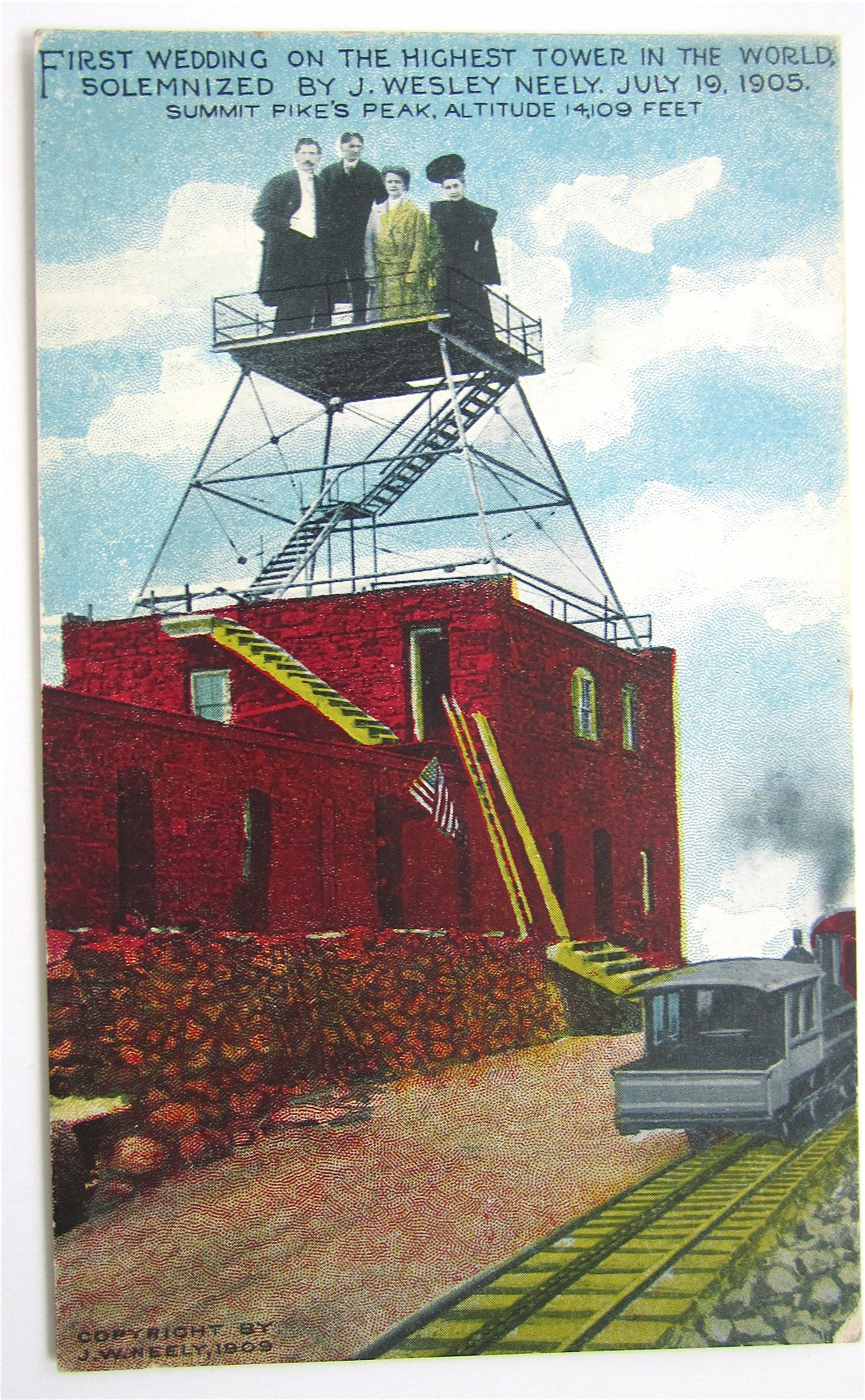 First Wedding On Highest Tower Postcard