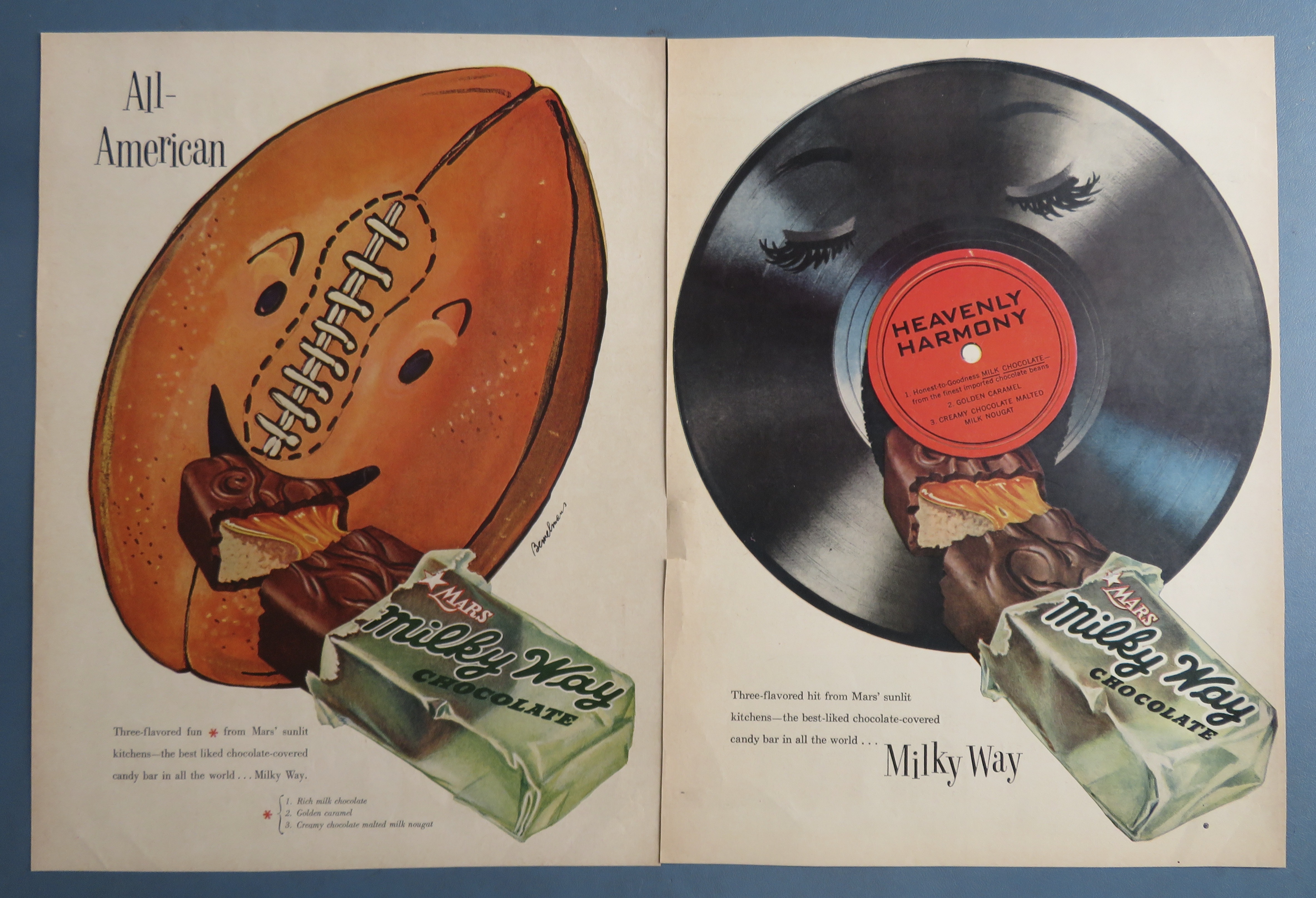 1950's Mars Milky Way Candy Bar with Football & Record