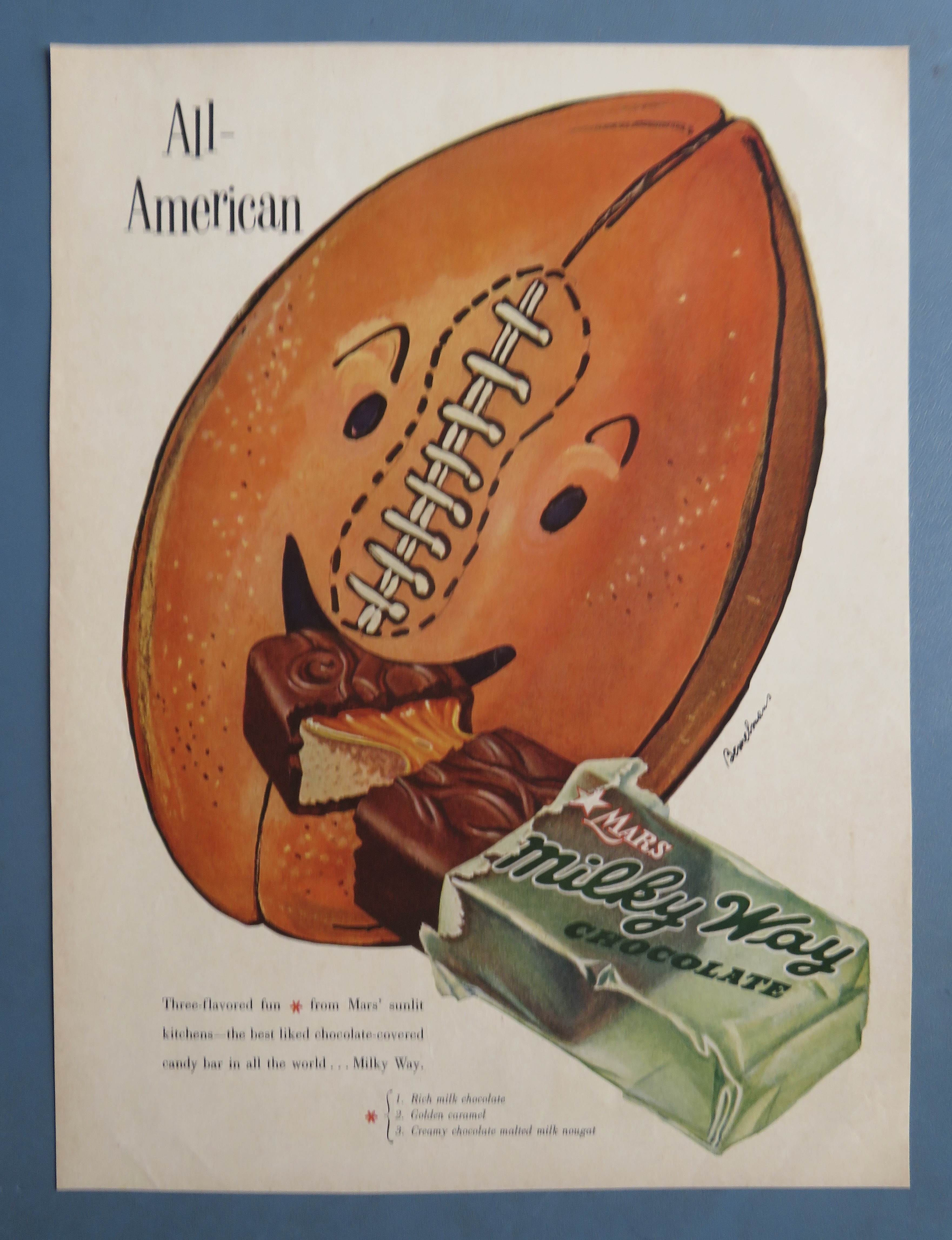 1950's Mars Milky Way Candy Bar with Football & Record