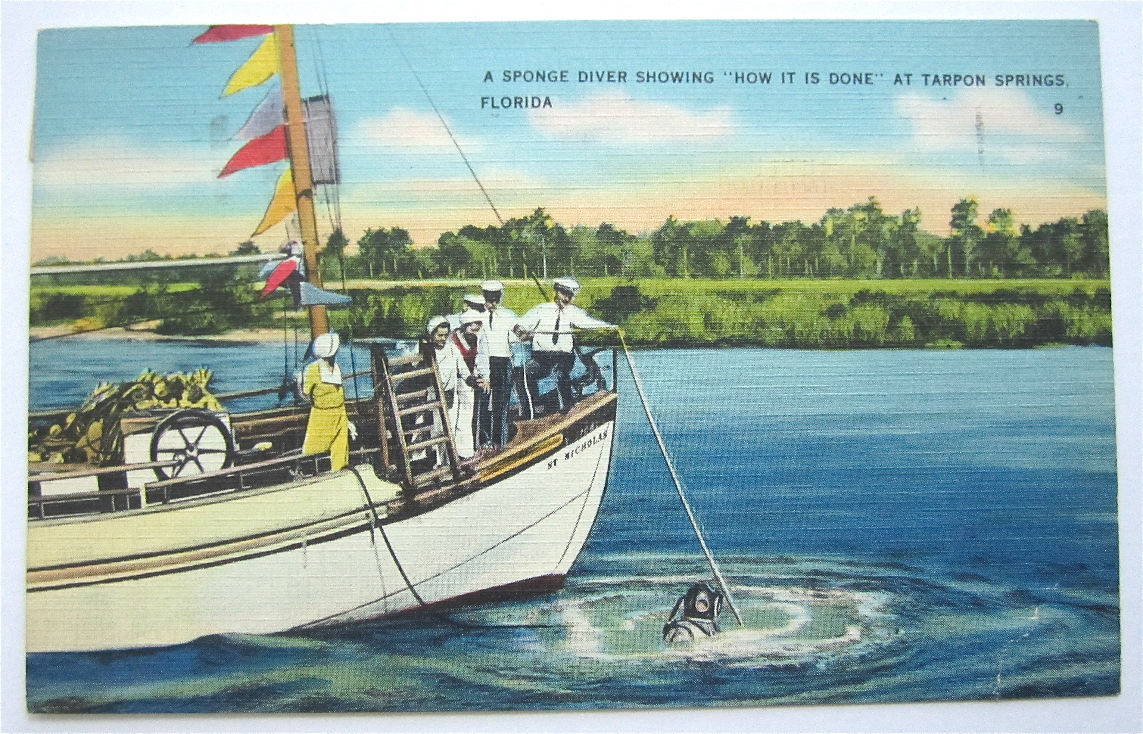 Sponge Diver, Tarpon Springs, Florida Postcard