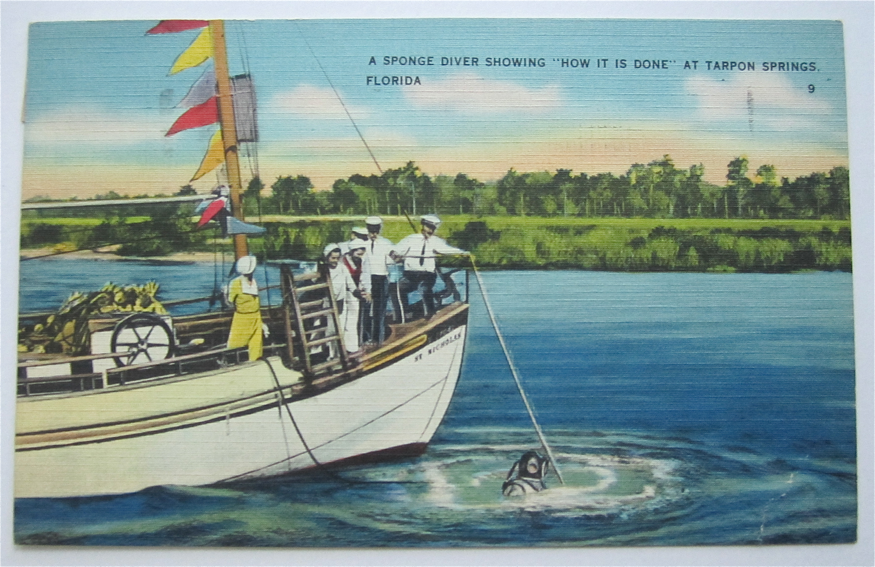 Sponge Diver, Tarpon Springs, Florida Postcard