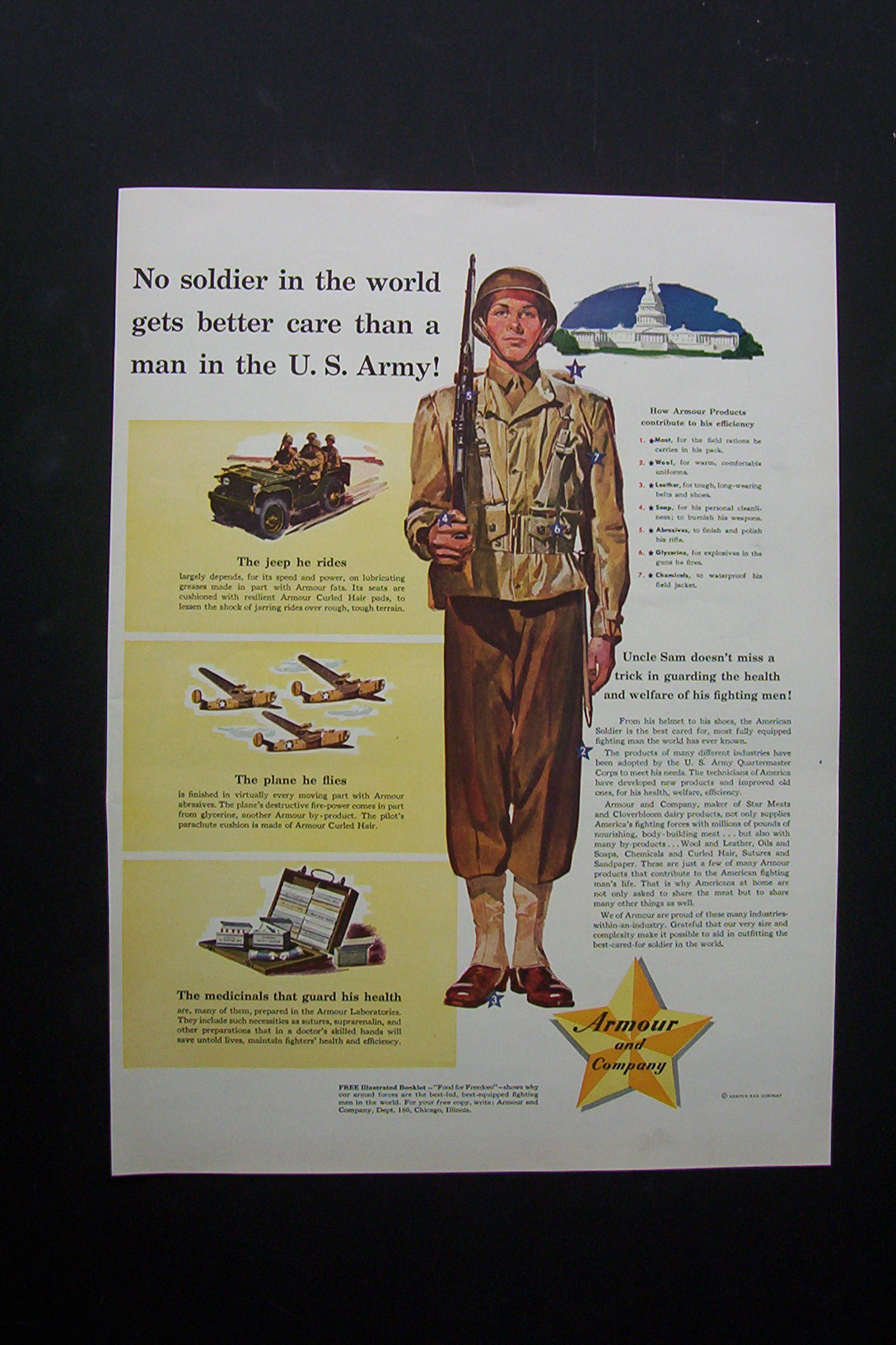 1944 Armour And Company w/Soldier Standing at Attention