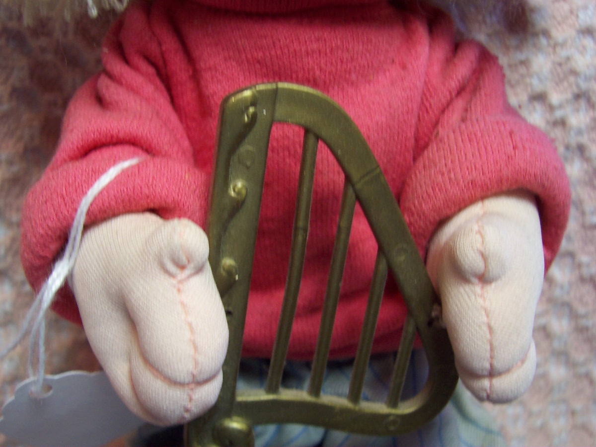 Precious Moments Boy Cloth Doll Holding Harp