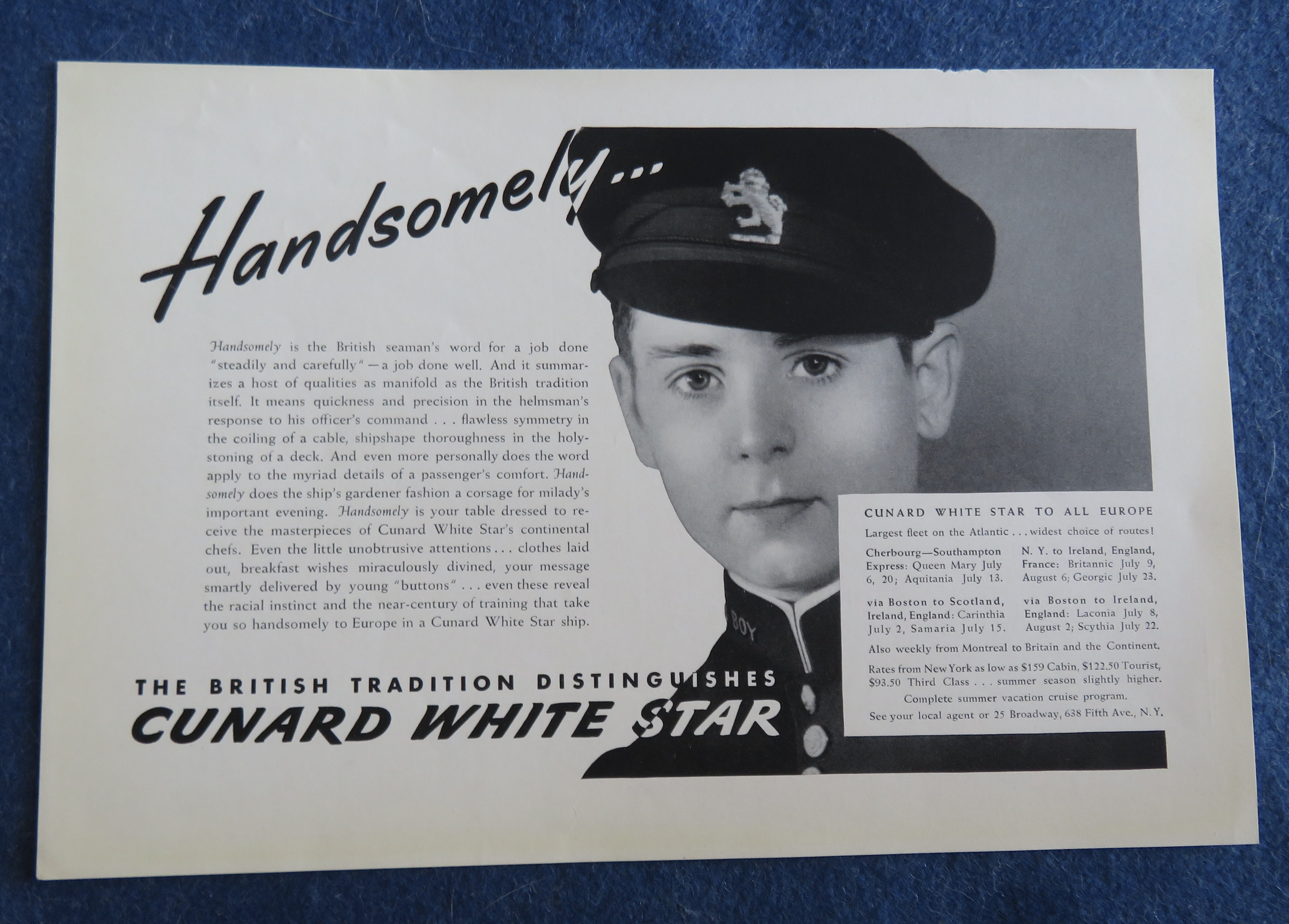 1938 Cunard White Star with Handsome Little Boy