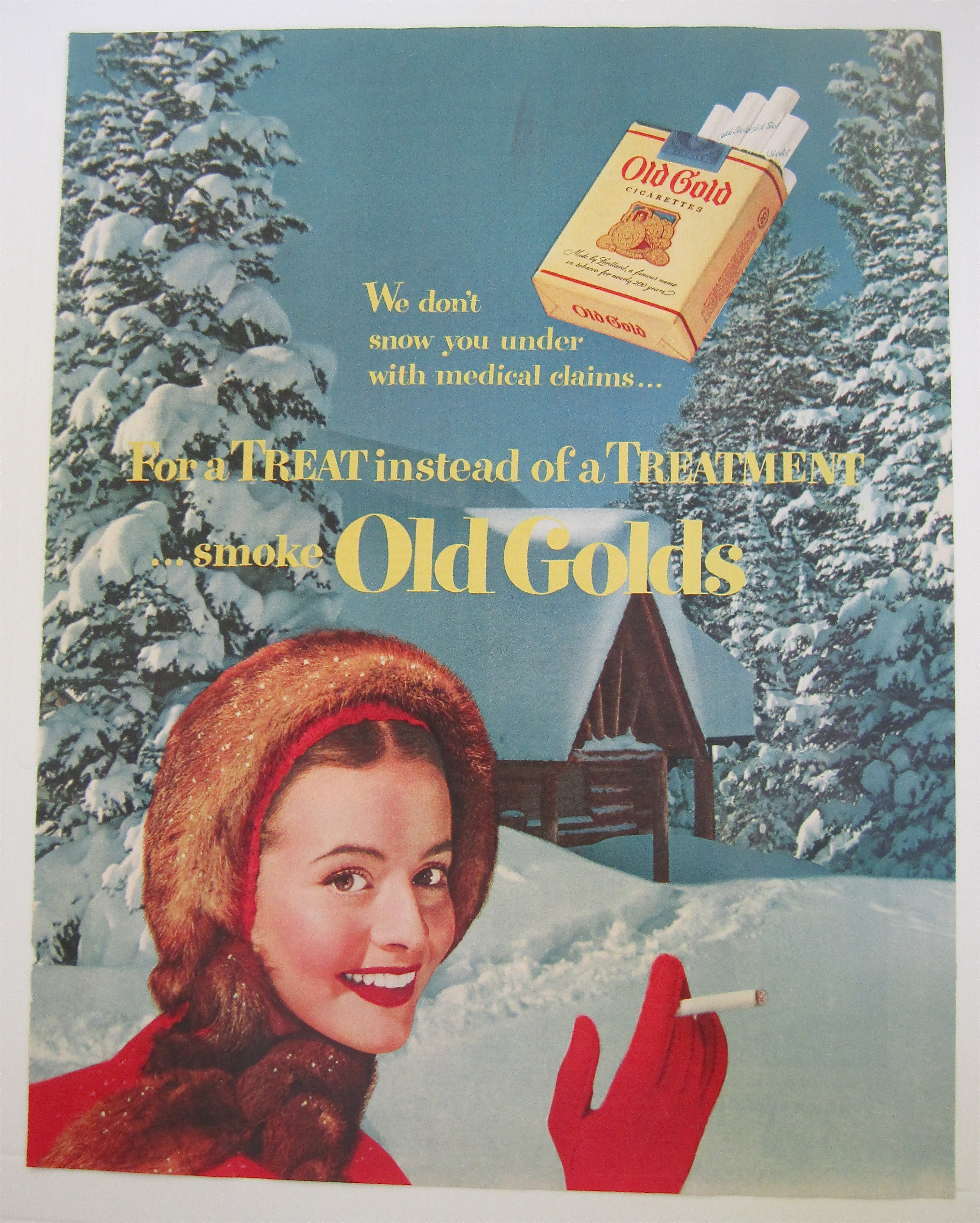 1951 Old Gold Cigarettes with Woman Smoking