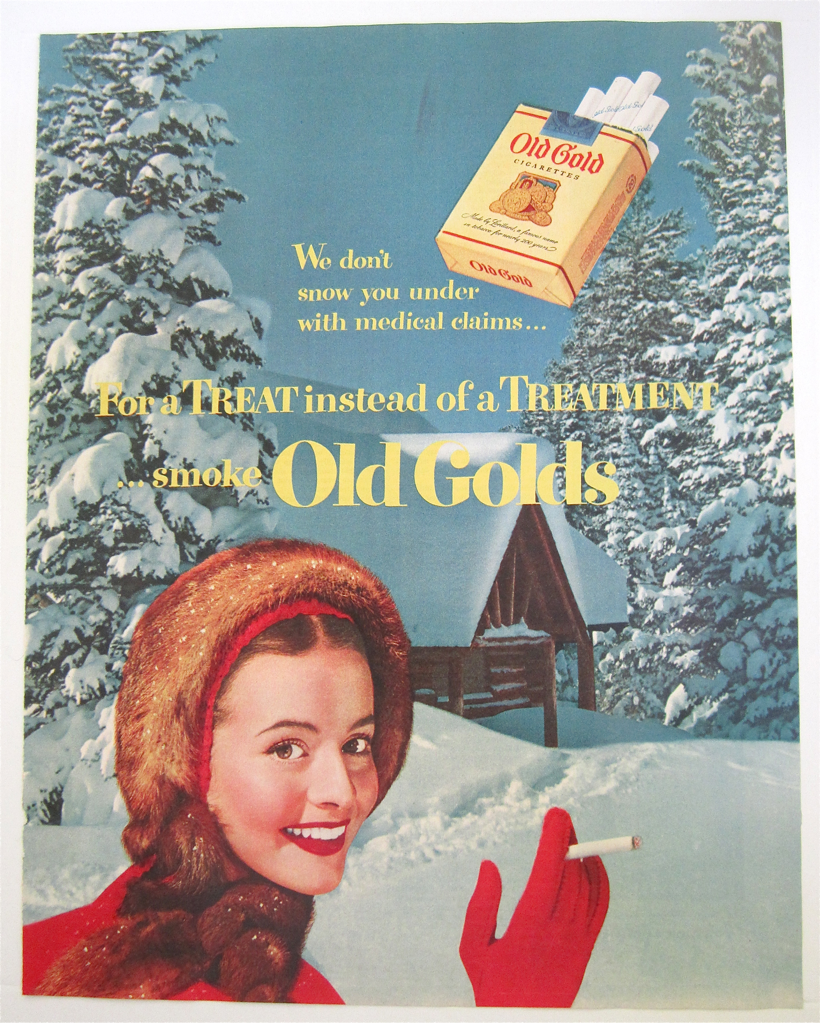 1951 Old Gold Cigarettes with Woman Smoking