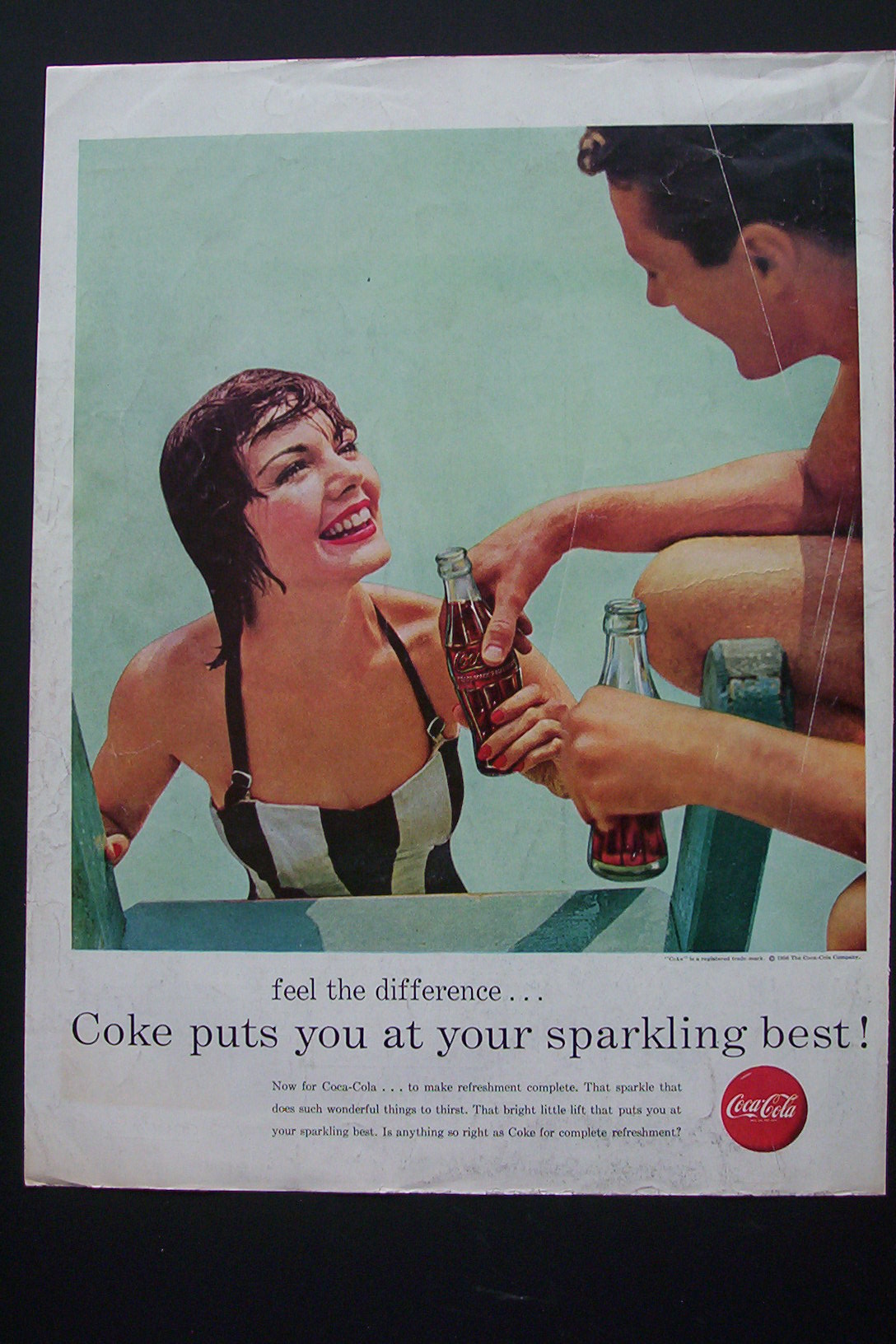 1956 Coca Cola (Coke) with Woman Getting Out of Pool