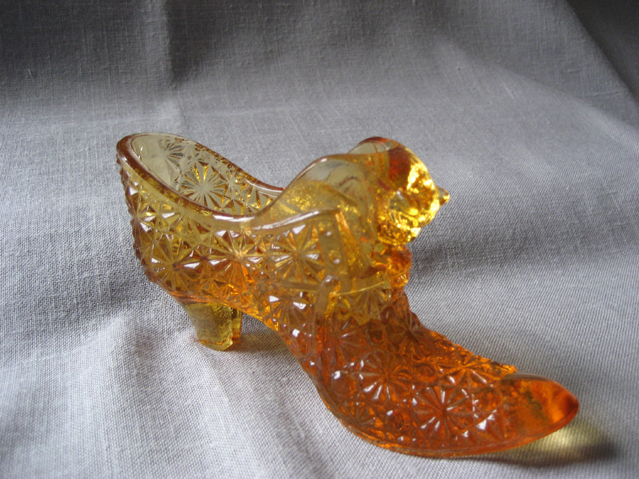 Fenton Amber Glass Shoe