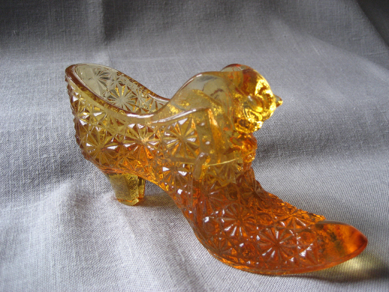 Fenton Amber Glass Shoe