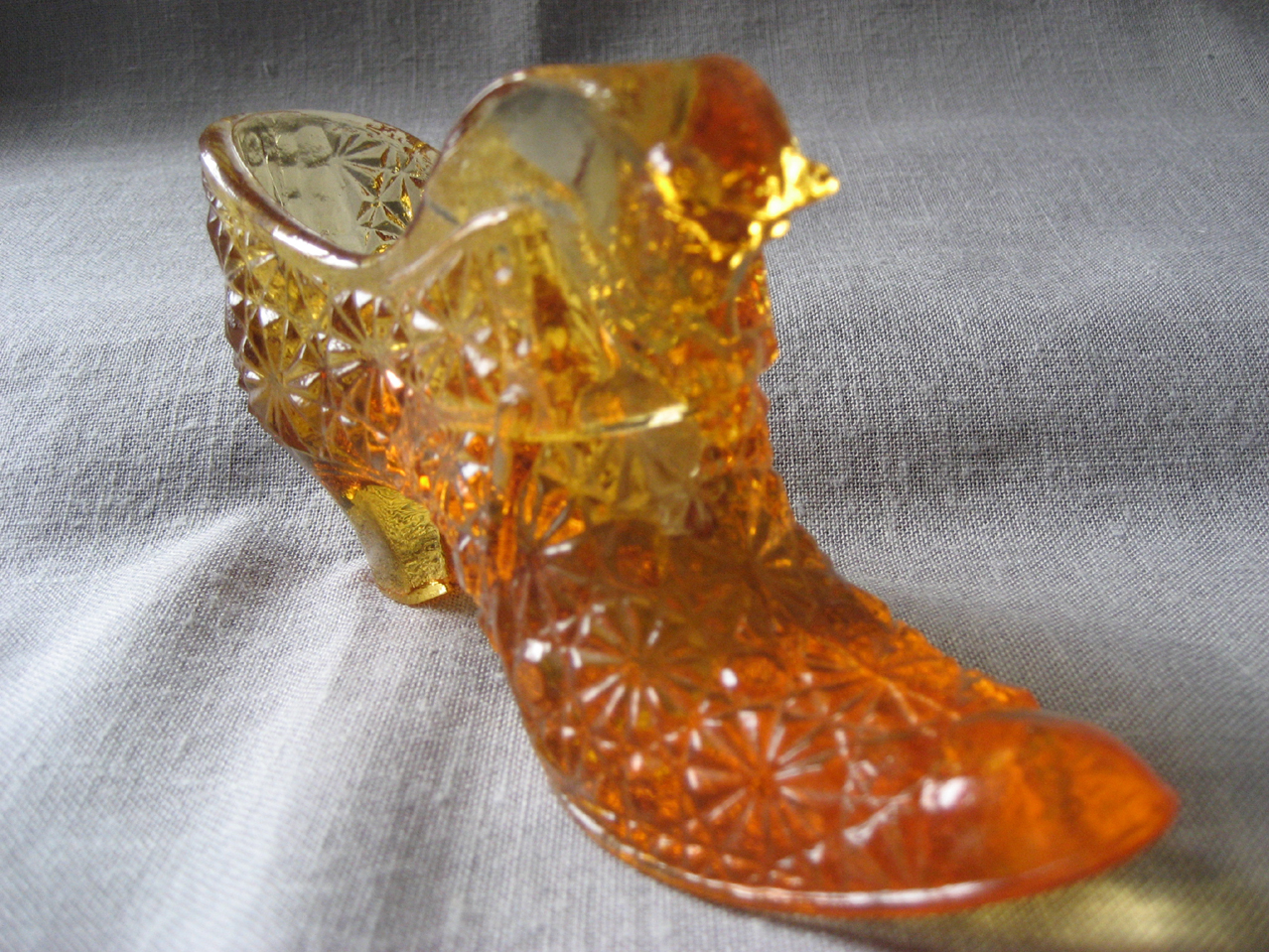 Fenton Amber Glass Shoe