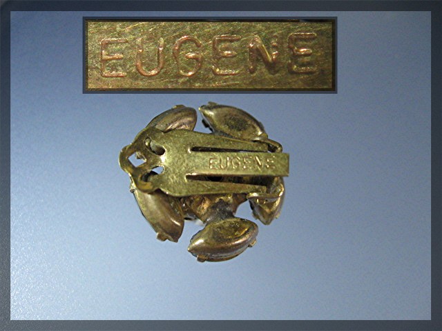 Earrings Eugene Crystal Goldtone Clip Flower