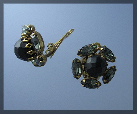 Earrings Eugene Crystal Goldtone Clip Flower