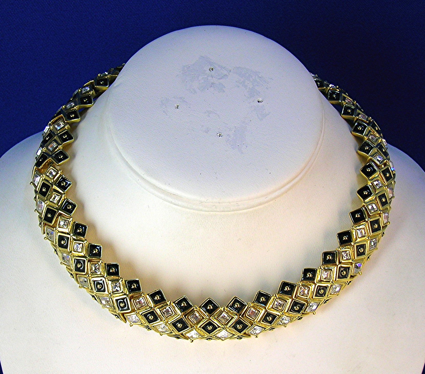 Swarovski Crystal 16 Inch Hinged Collar Gold and Black