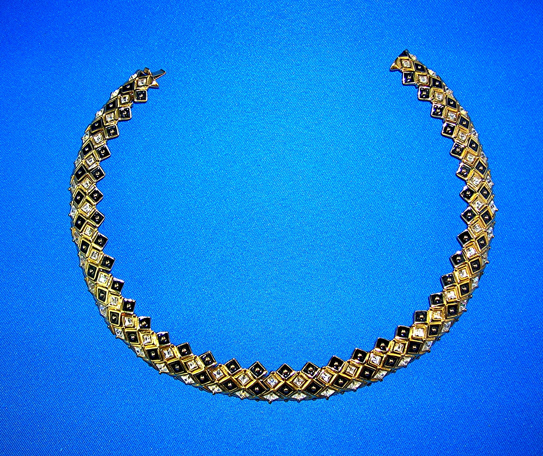 Swarovski Crystal 16 Inch Hinged Collar Gold and Black