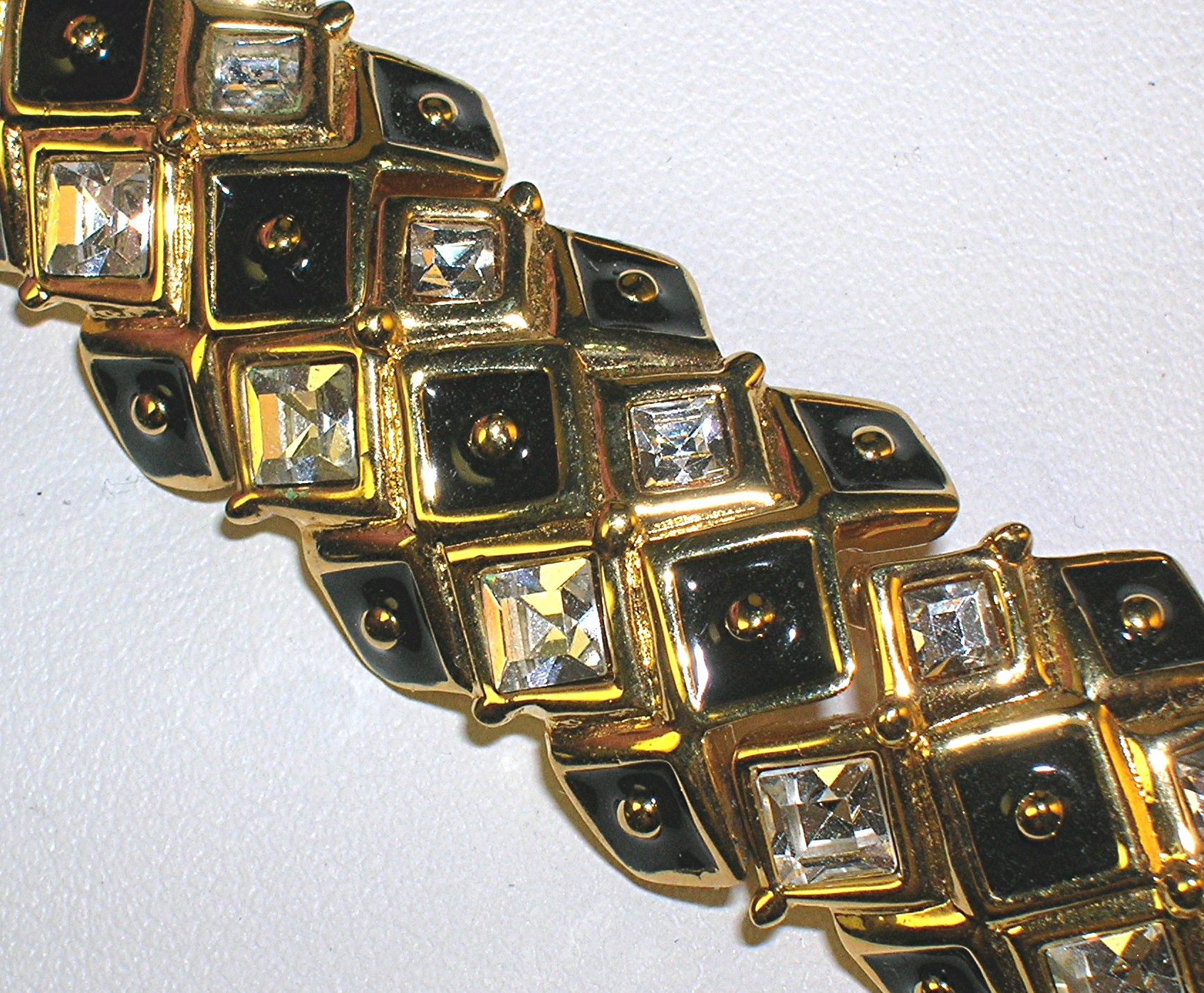 Swarovski Crystal 16 Inch Hinged Collar Gold and Black