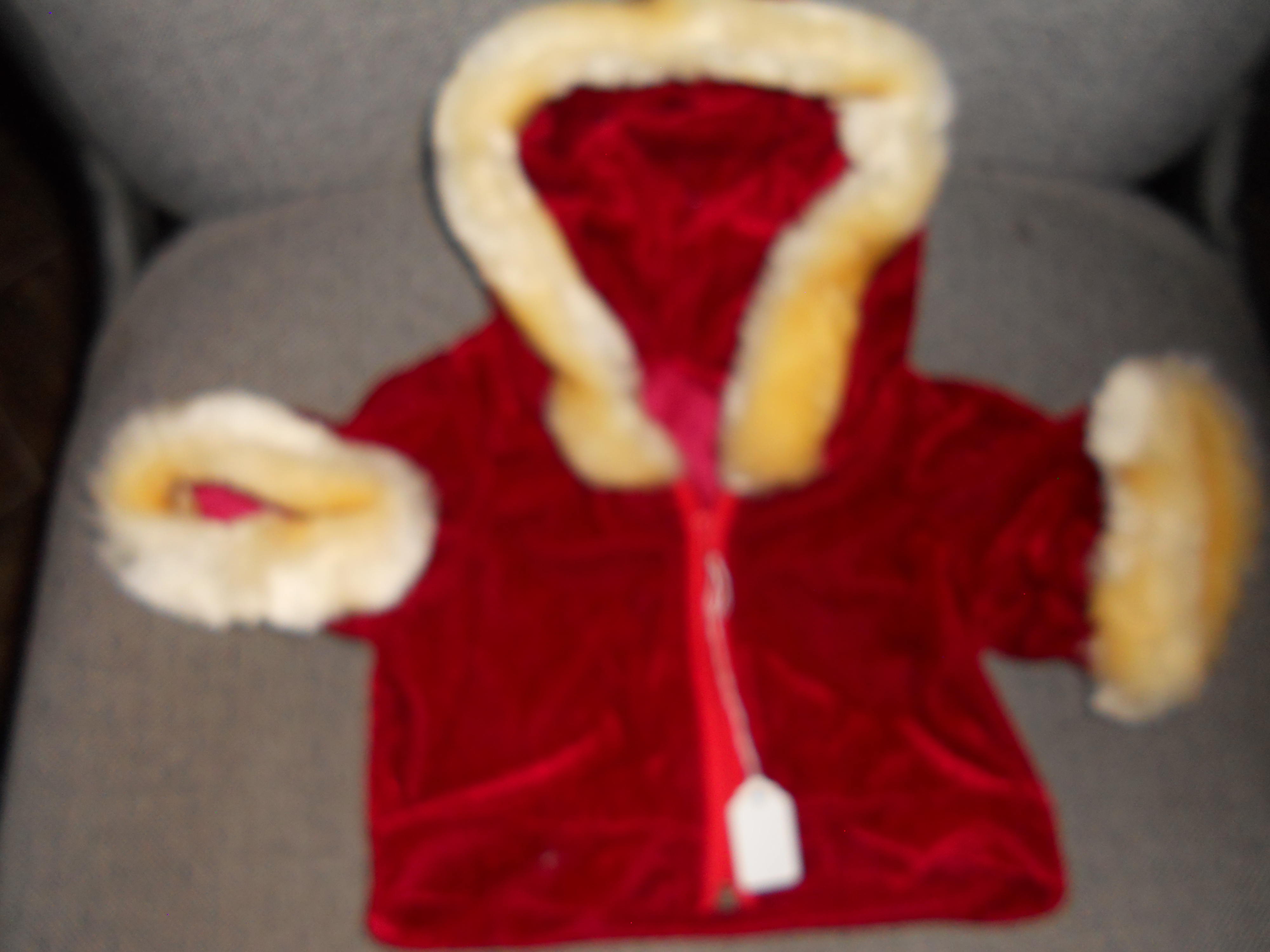 Doll Jacket Fur Trimmed Red Velour larger