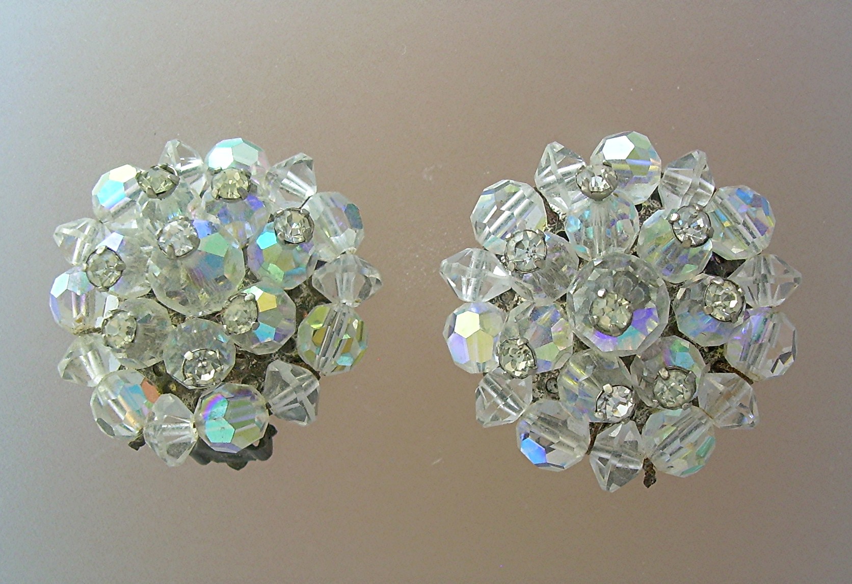 Beautiful Crystal & Rhinestone Clip Earrings