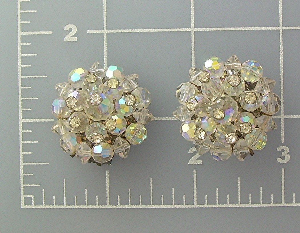 Beautiful Crystal & Rhinestone Clip Earrings