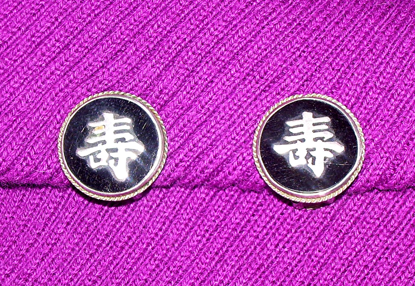Sterling Silver Black Onyx Oriental Clip Earrings