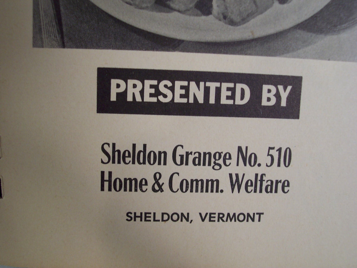 Sheldon Grange VT Cookbook Snacktime 1956