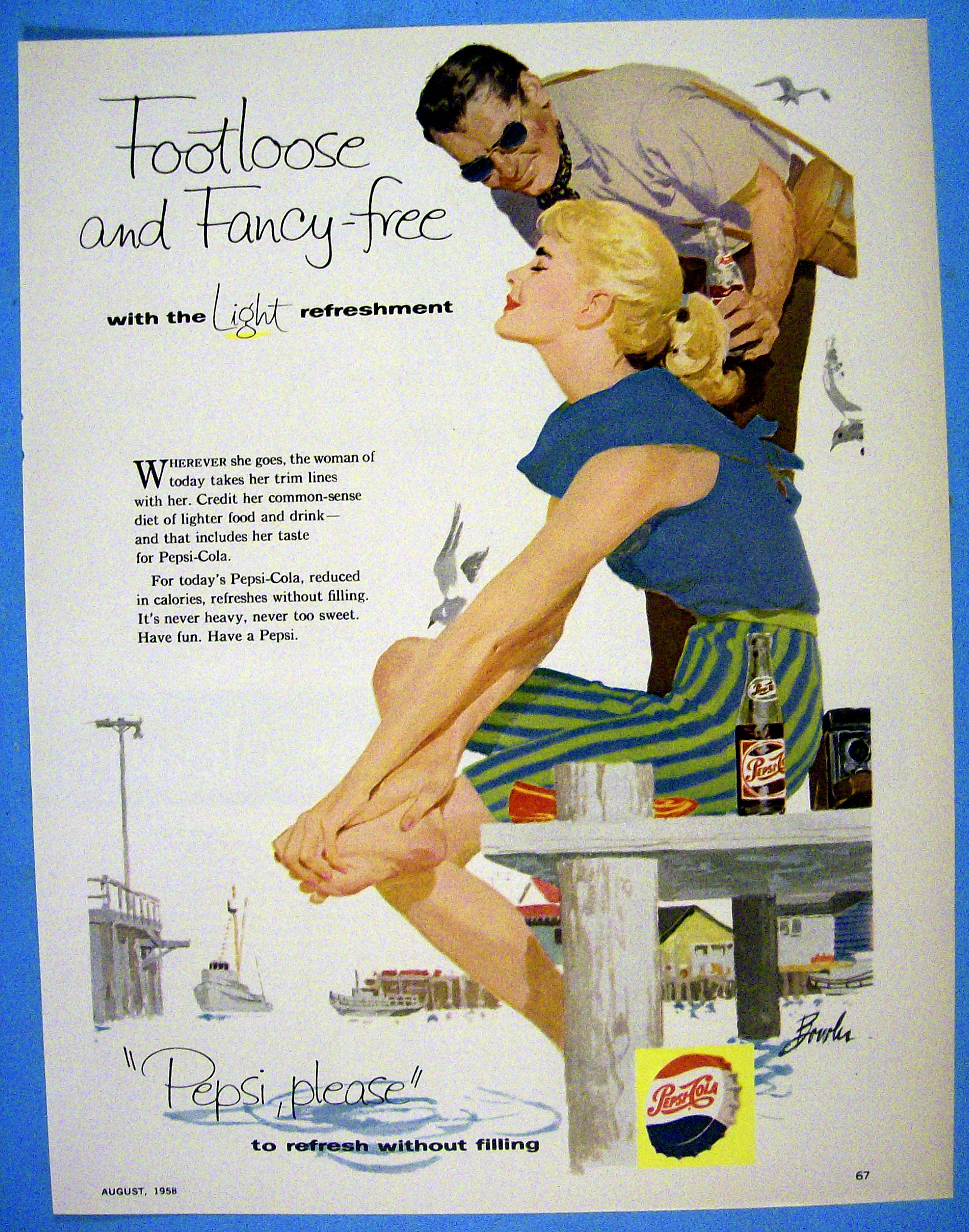 1958 Pepsi Cola (Pepsi) with a Man & Woman On The Dock