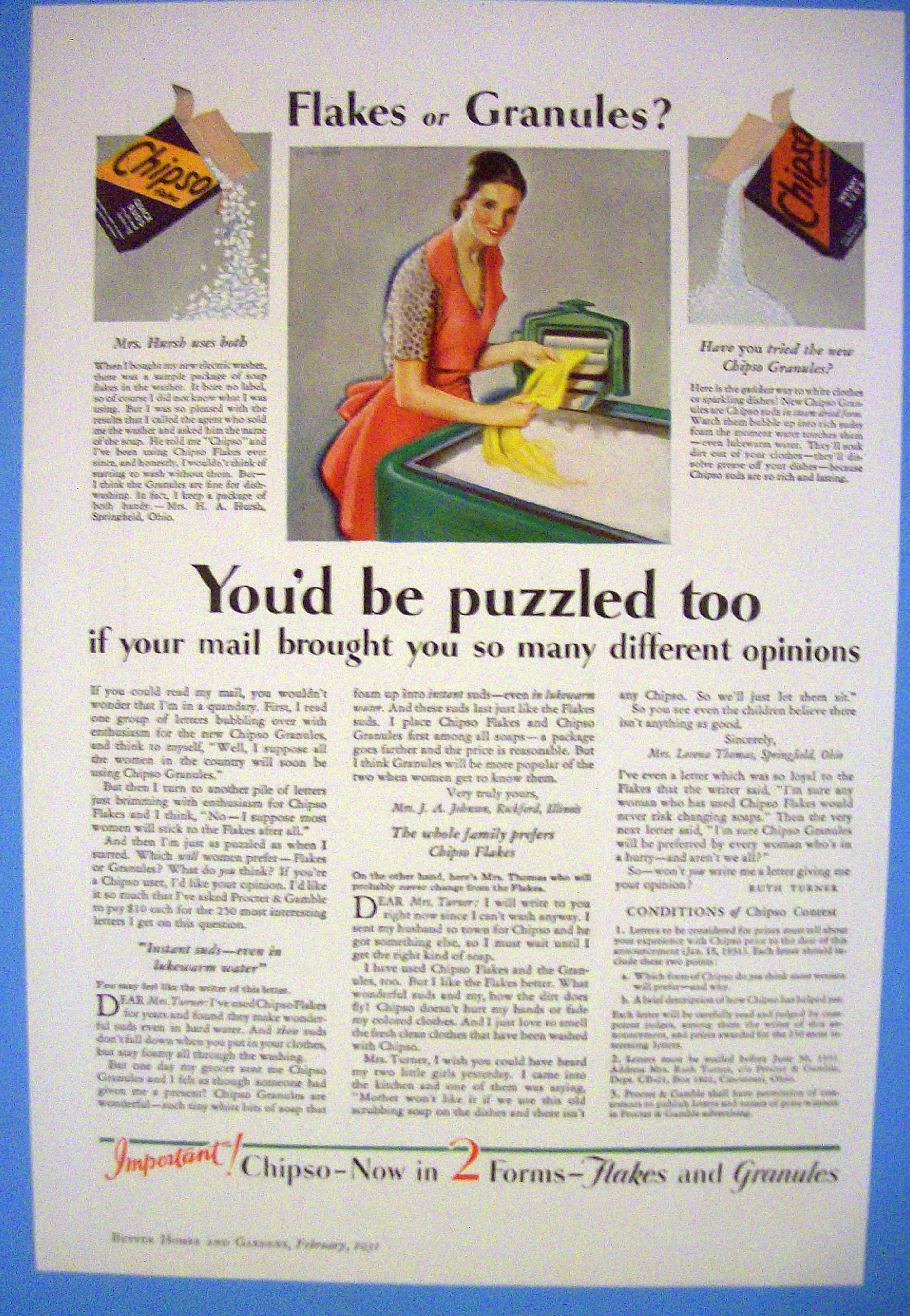1931 Chipso with Woman Washing Clothes