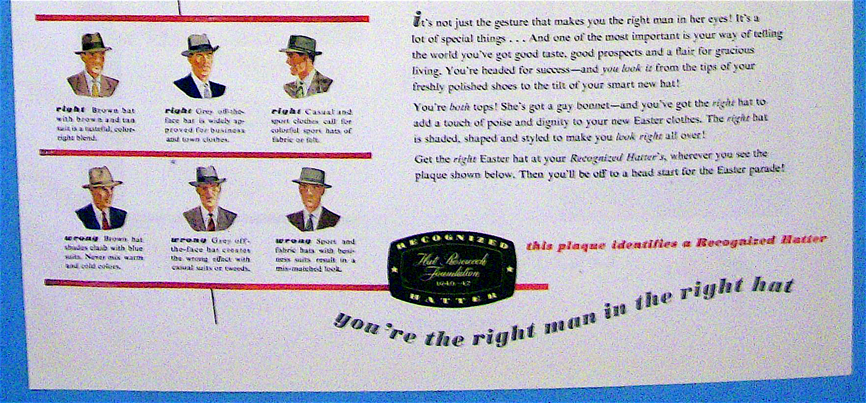 1947 Recognized Hatter with Man Holding Gift