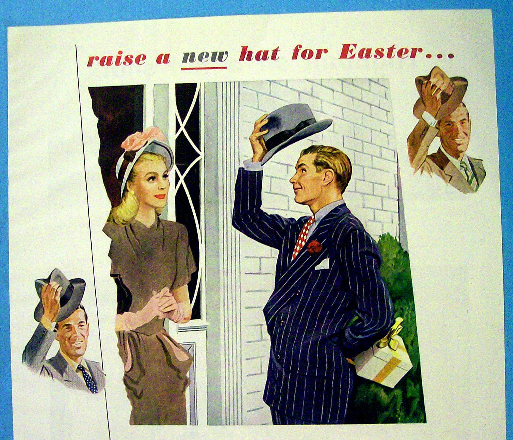 1947 Recognized Hatter with Man Holding Gift