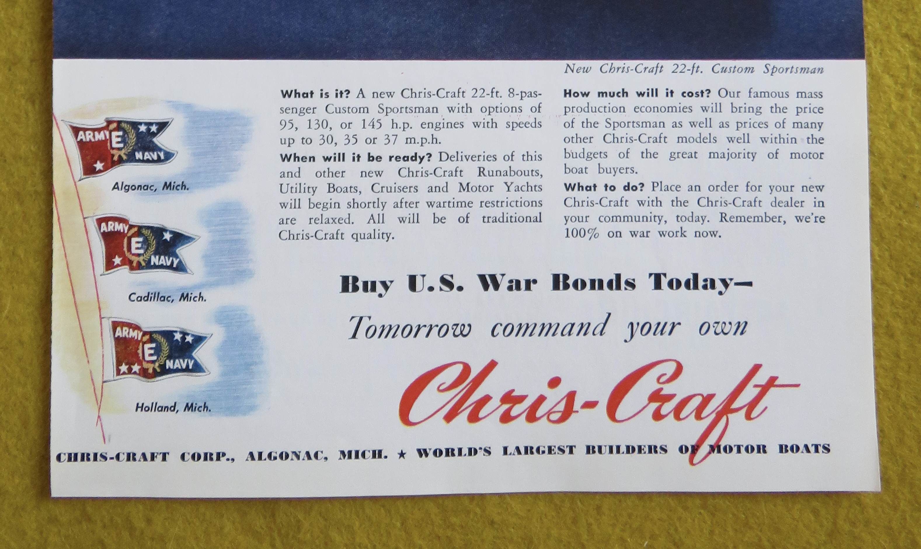 1945 Chris Craft Boats with Custom Sportsman