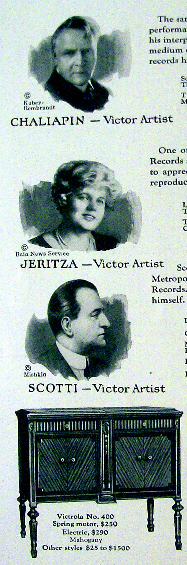 1923 Victrola Talking Machine with Challapin