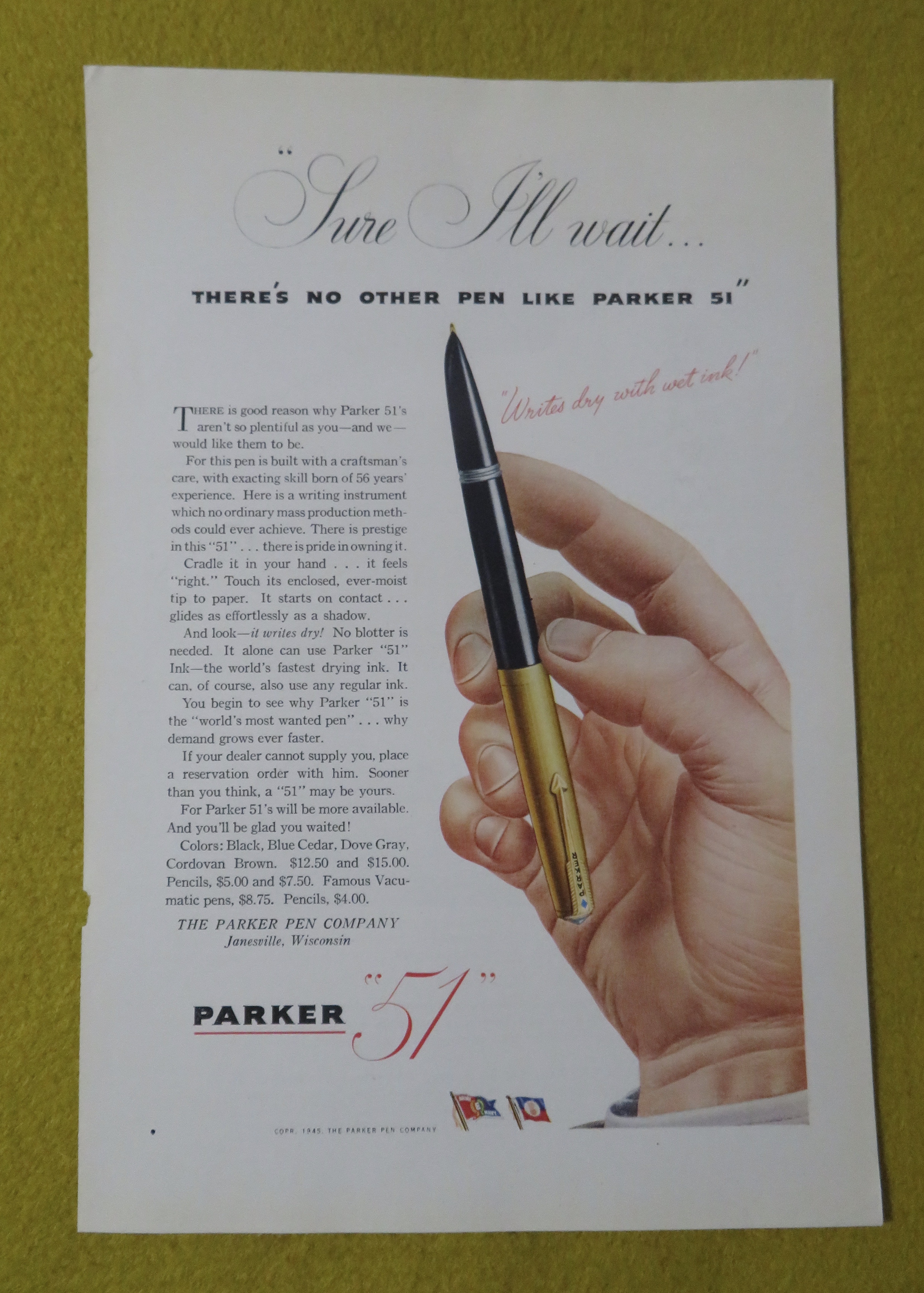 1945 Parker Pens with the Parker 51