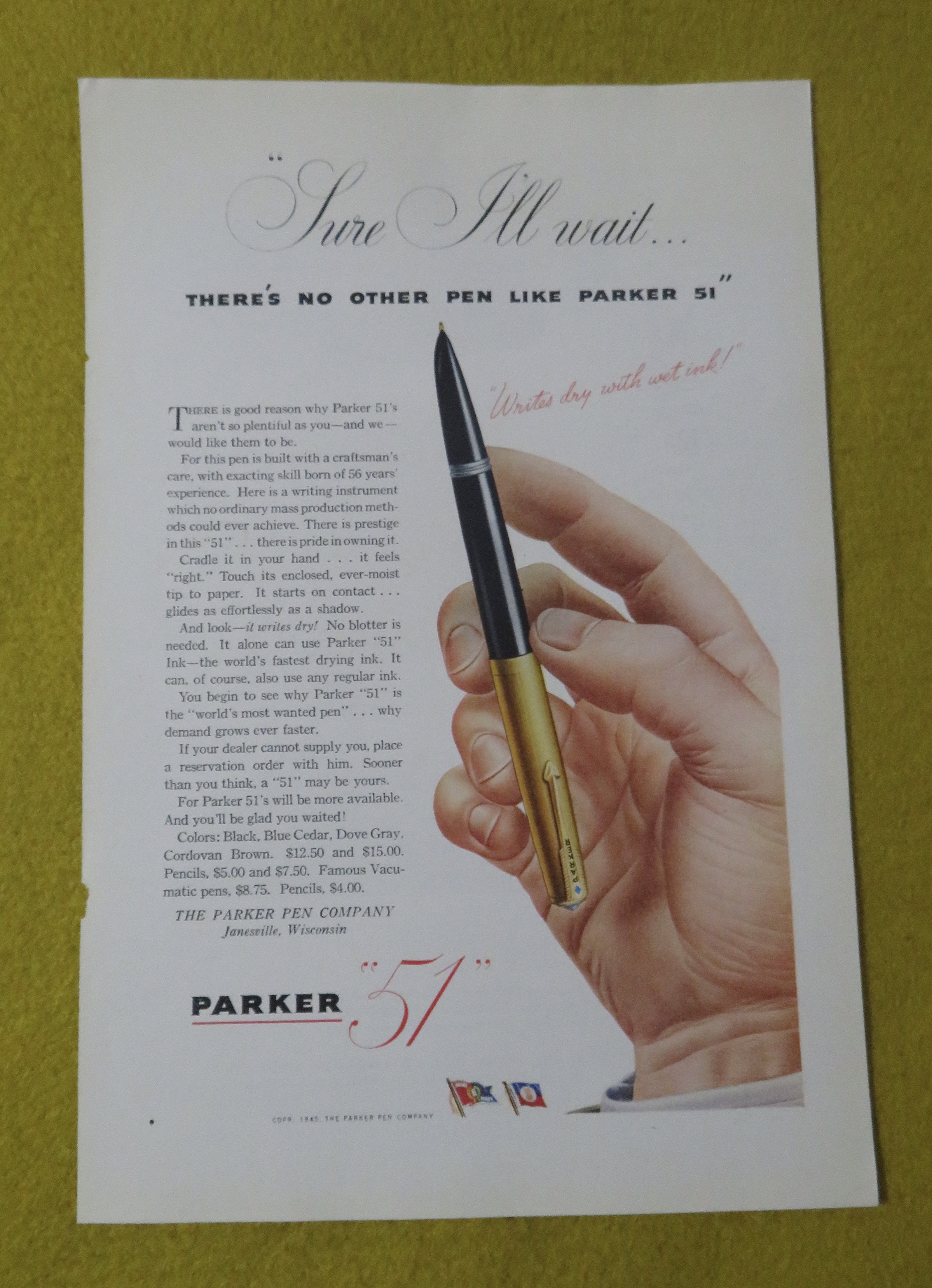 1945 Parker Pens with the Parker 51