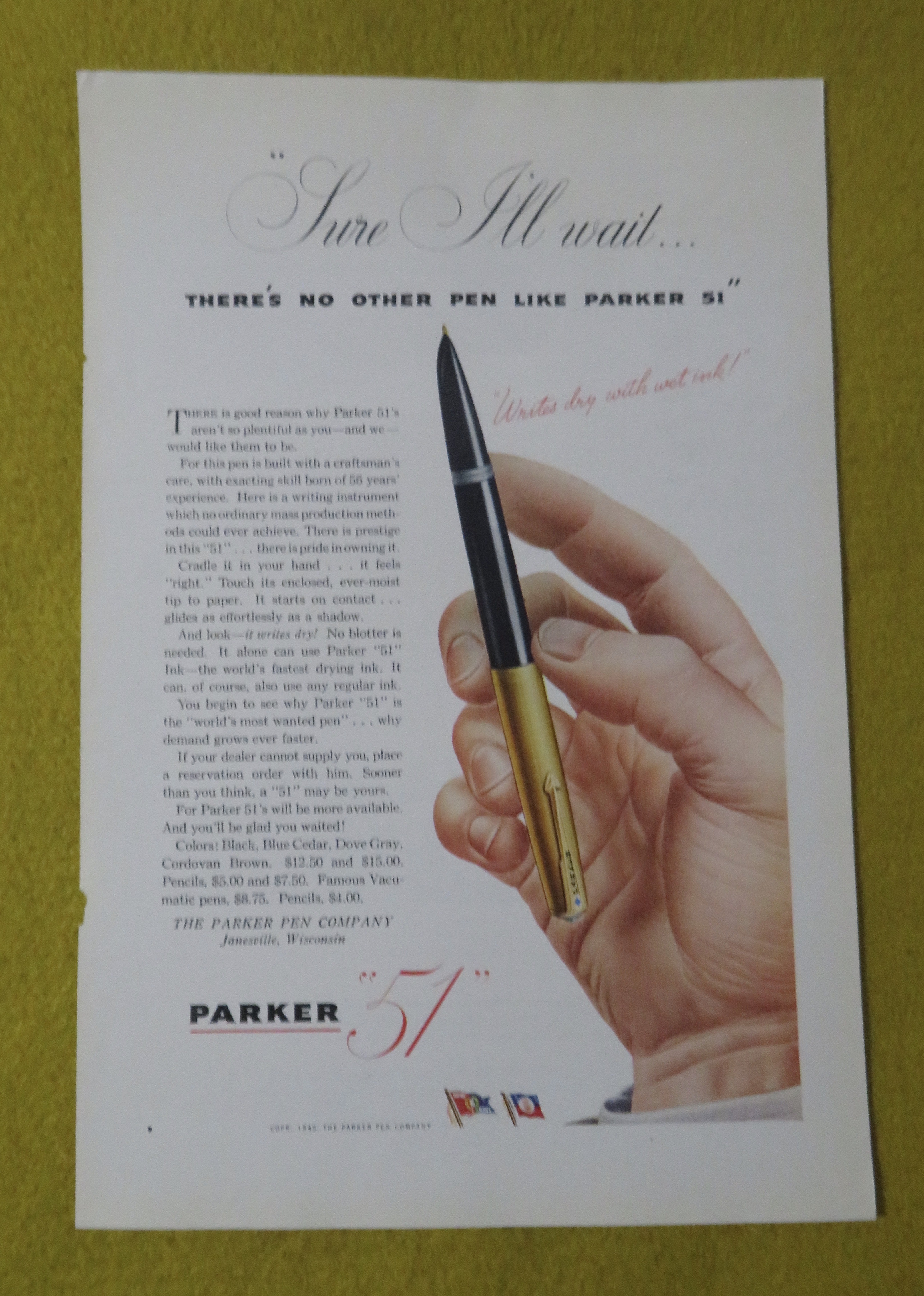 1945 Parker Pens with the Parker 51